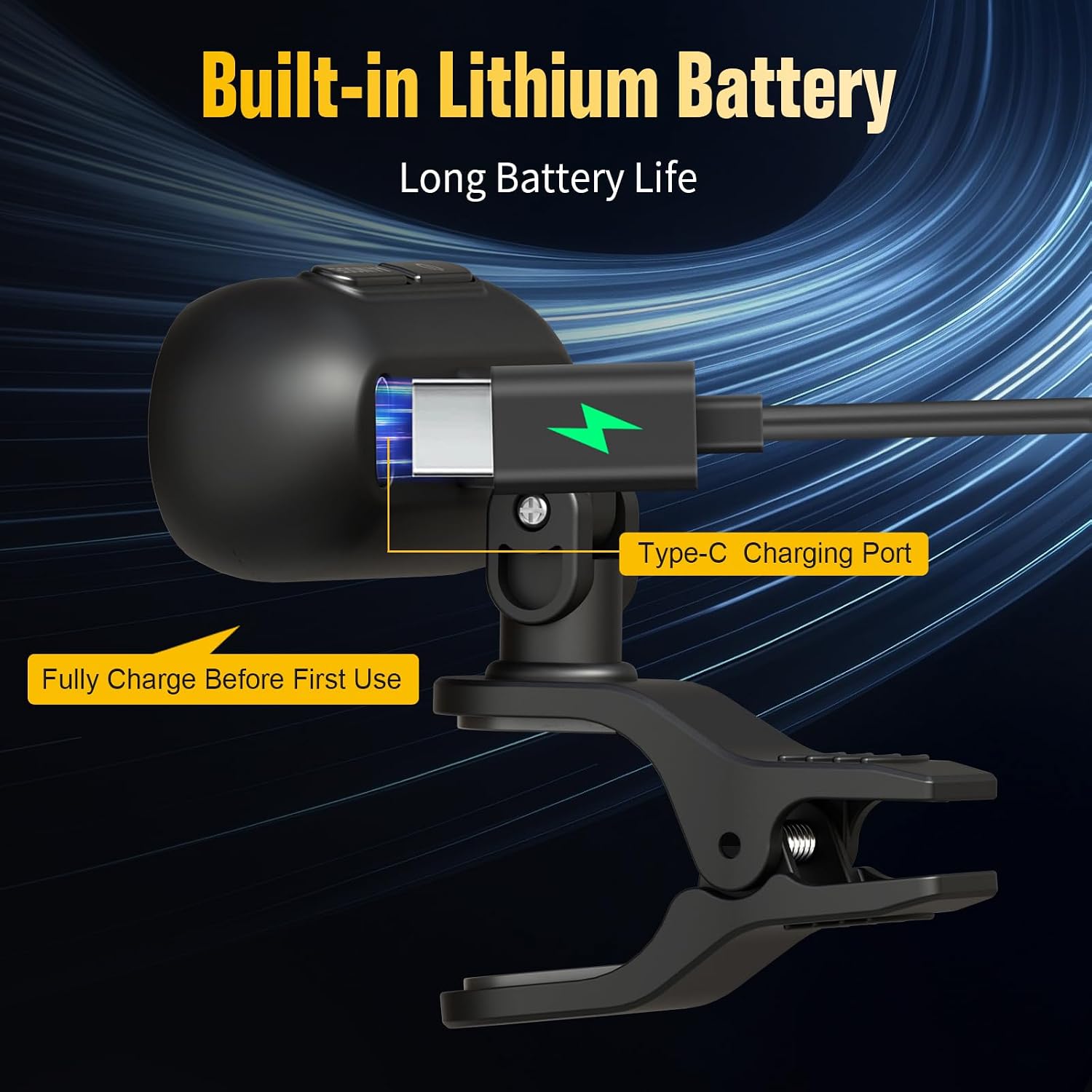 Detalle 2 de EX Rechargeable Chromatic Clip-On Tuner with Color LCD for Guitar, Bass & More