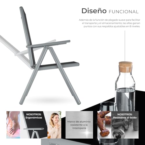 Detalle de TecTake® Conjunto Muebles Jardín 9 Piezas ☀️ Resistente y Plegable