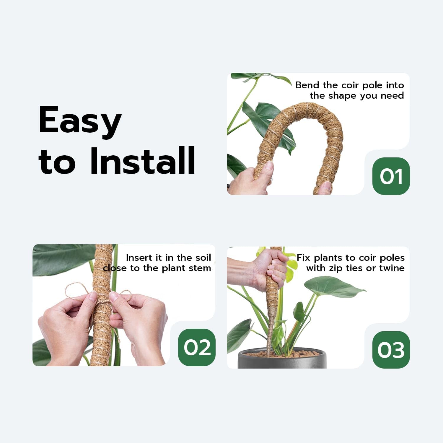 Thumbnail 6 de Mcbazel Moss Pole 120cm Bendable Coir for Climbing Plants