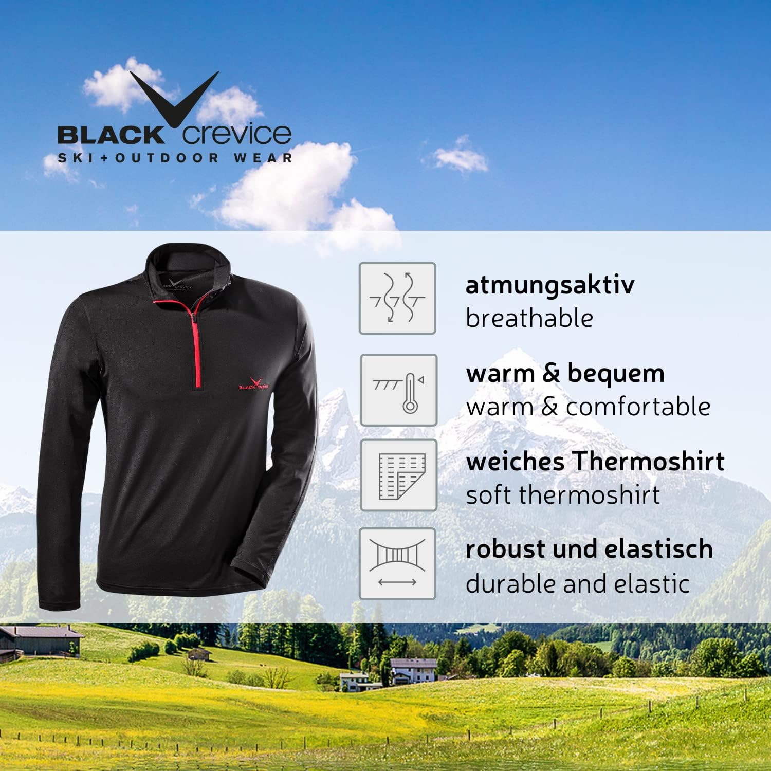 Detalle de Black Crevice – Maglietta da Uomo: comfort, traspirabilità e versatilità per outdoor