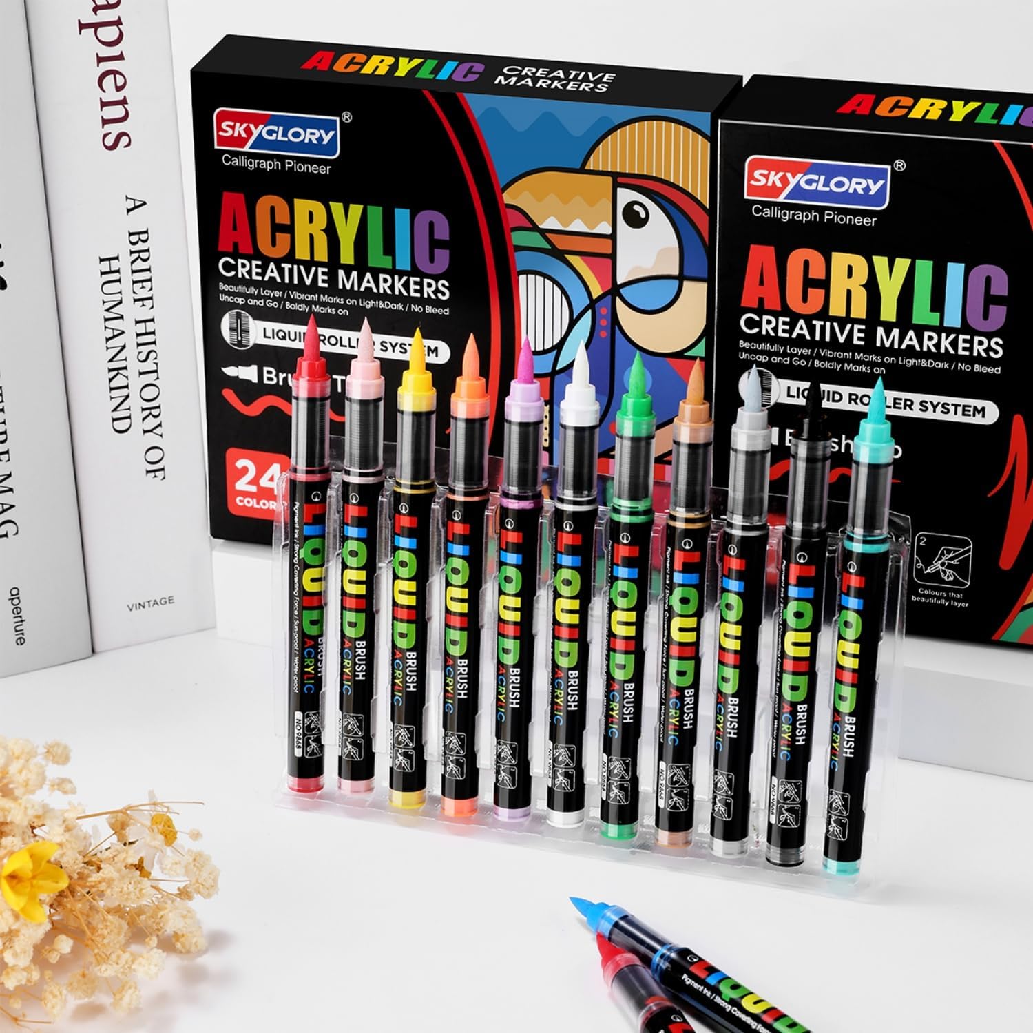 Thumbnail 4 de SKYGLORY 24 Colours High Coverage Acrylic Markers — Multi-Surface Liquid Roller Paint Pens