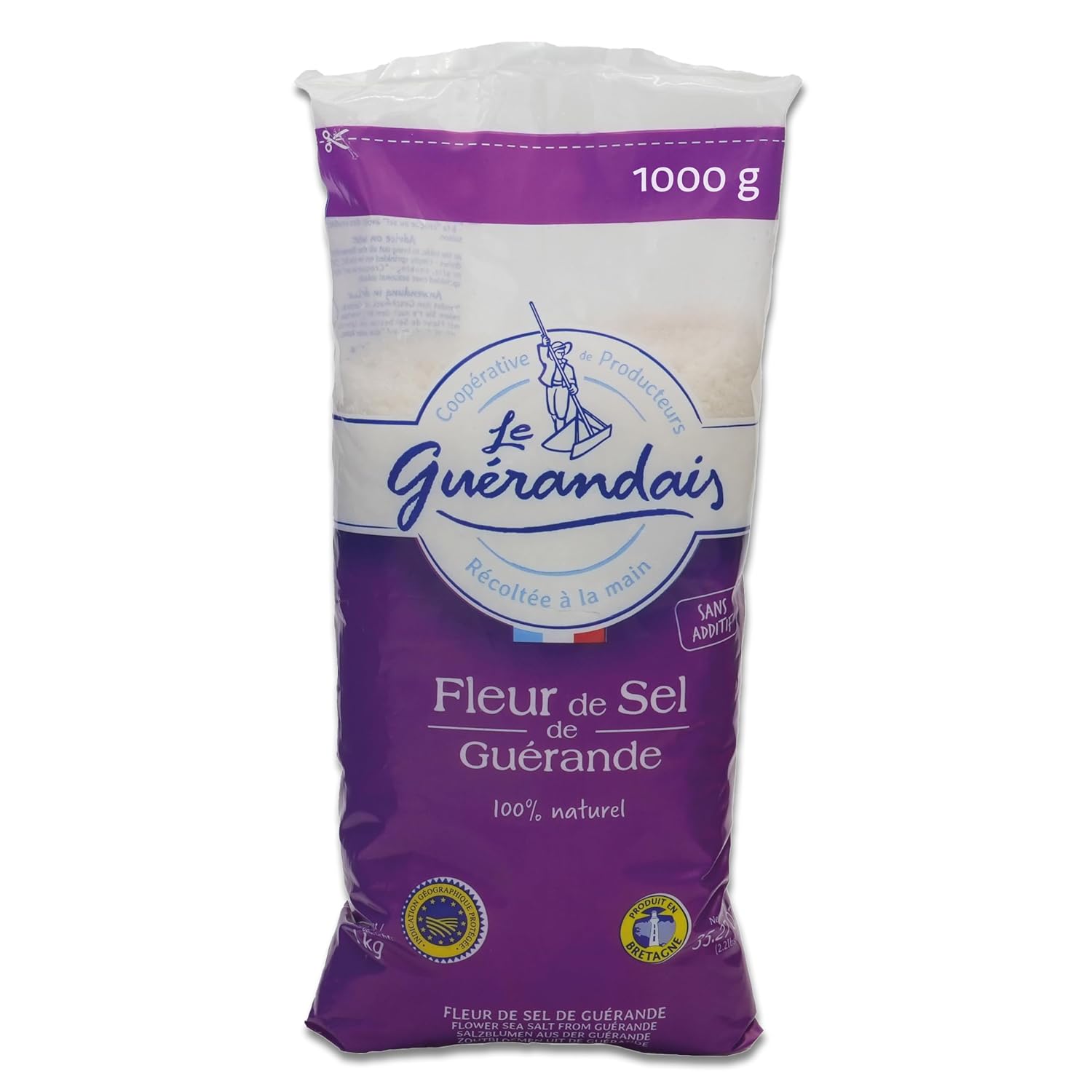 Detalle de Fleur de Sel de Guérande – 1000 g grobes, unraffiniertes Meersalz aus Frankreich