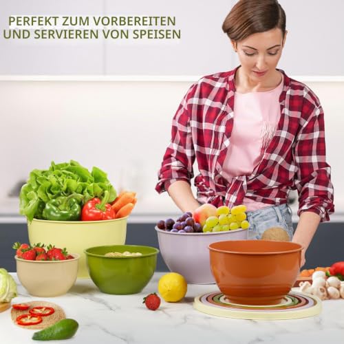 Detalle de Greentainer Rührschüssel-Set mit Deckeln, 5 Größen, stapelbar und BPA-frei
