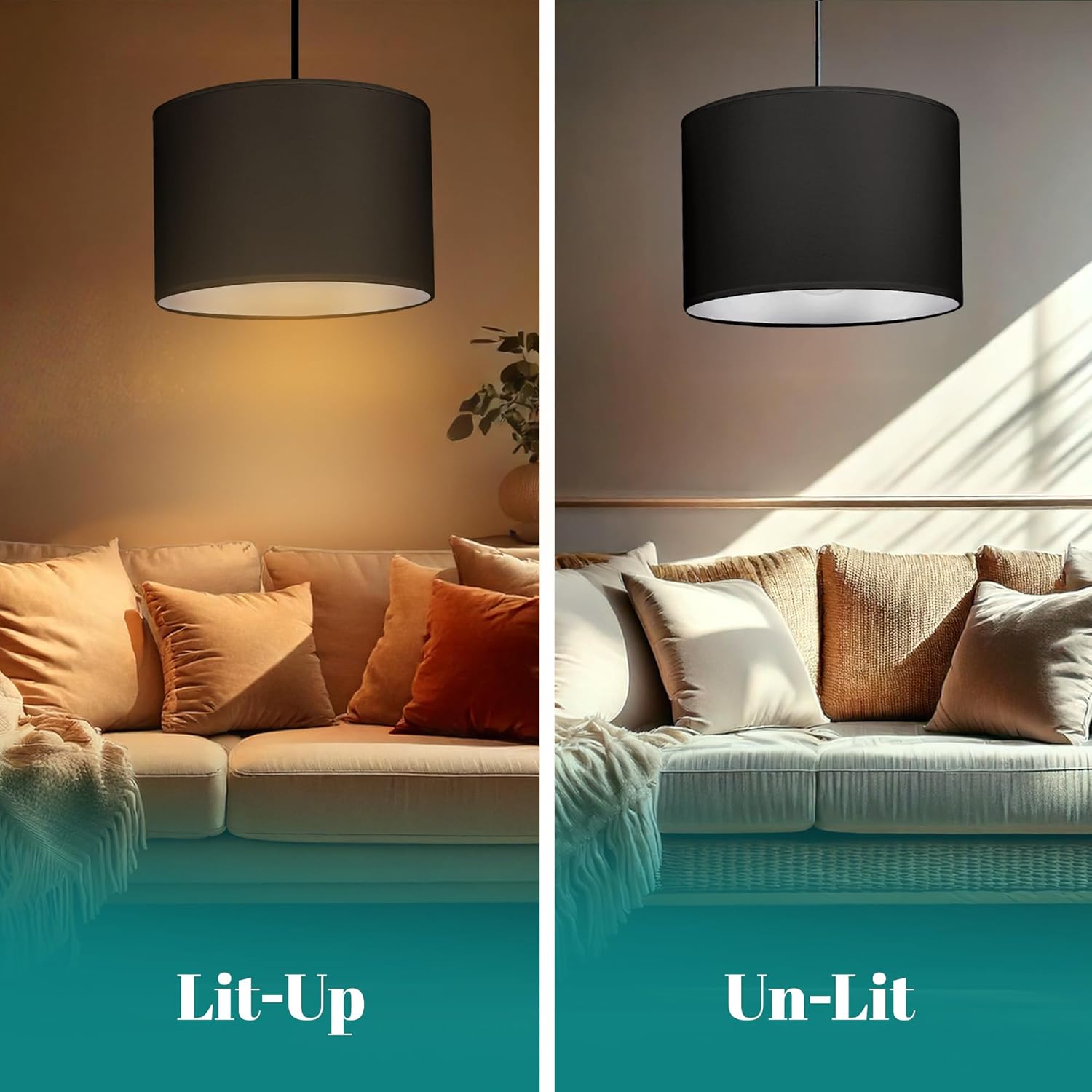 Thumbnail 6 de GIGGI 8" Black Fabric Lampshade – Modern Drum Shade for Ceiling, Table and Floor Lamps