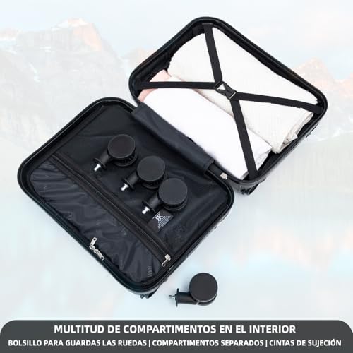 Thumbnail 4 de RAYKONG Maleta de cabina ABS 40x30x20 (24L) con ruedas desmontables y cerradura numérica – Negro