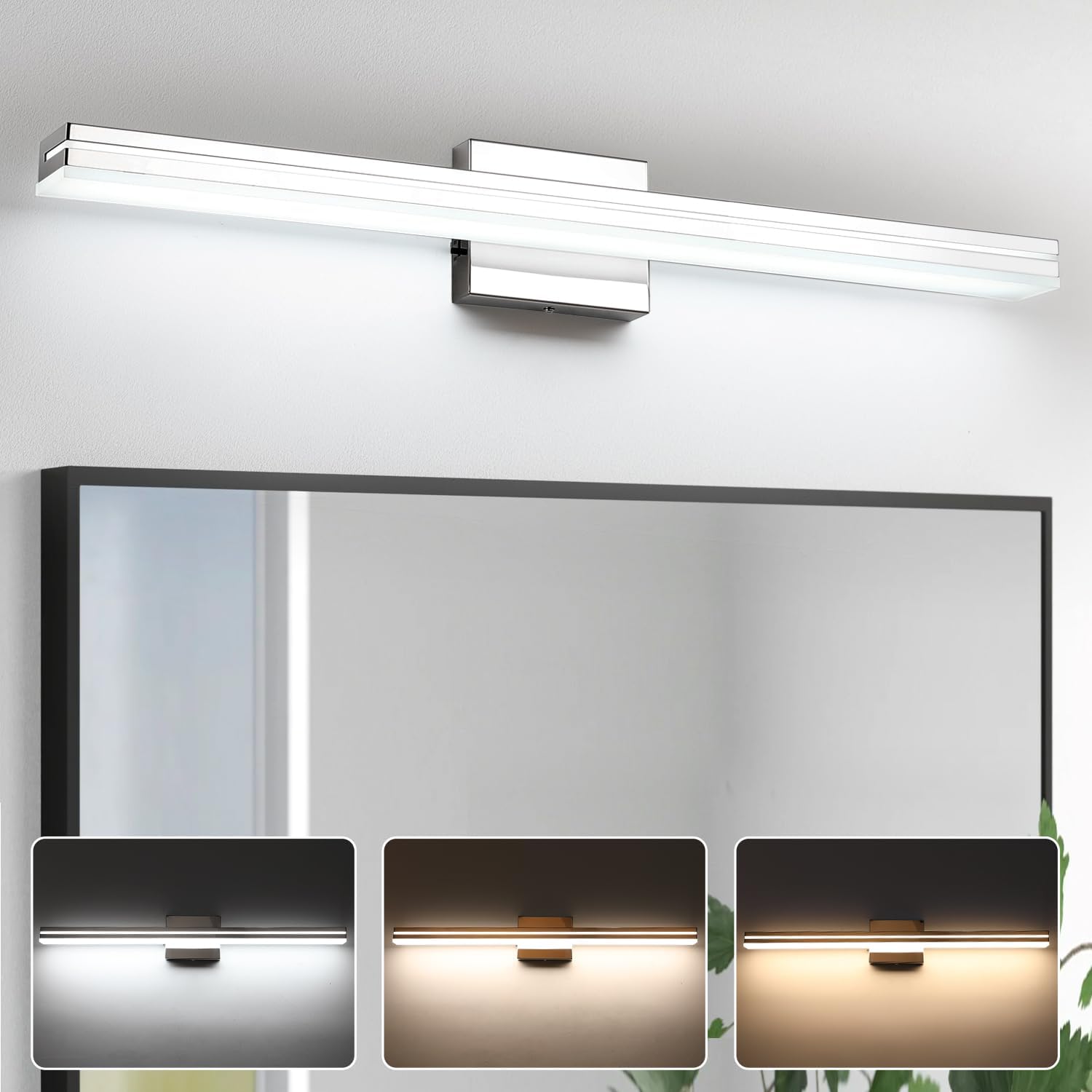 Detalle de SineRise c73d3d5f-c3bb-4dd1-b35f-22a3c5066878 32-Inch LED Vanity Light, Chrome