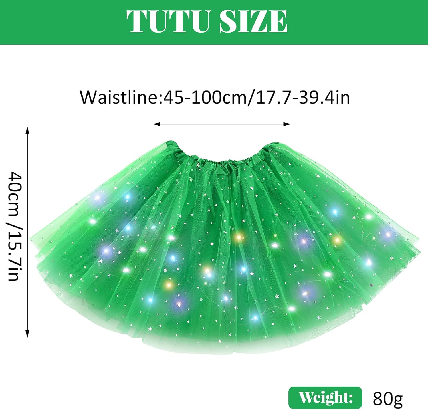 Thumbnail 2 de Jupe tulle LED Kefiyis pour femme et adolescentes (tutu lumineux, 9 couleurs)