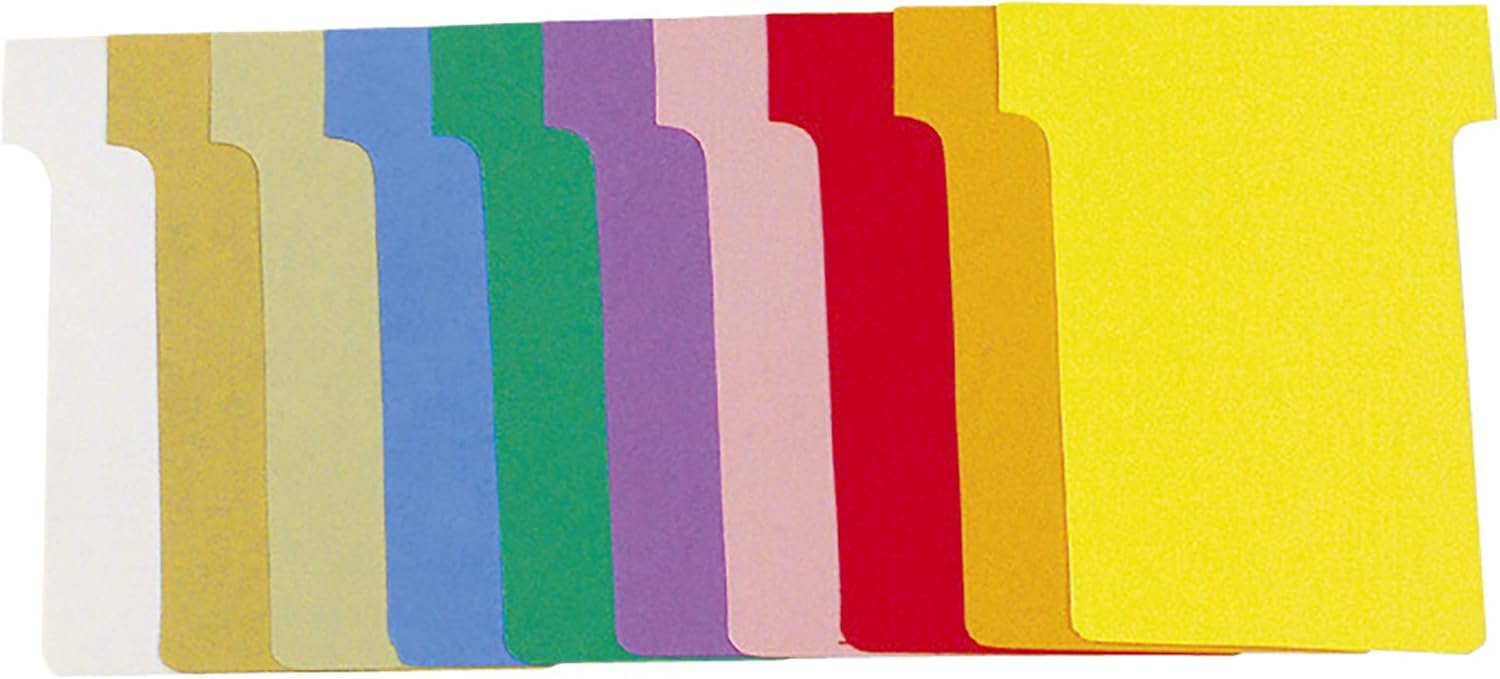 Thumbnail 2 de Exacompta 57745E T-Shaped Record Cards, 60 x 85mm, 165gsm Hard Cardboard with Dispenser (Pack of 100) in Assorted Colours