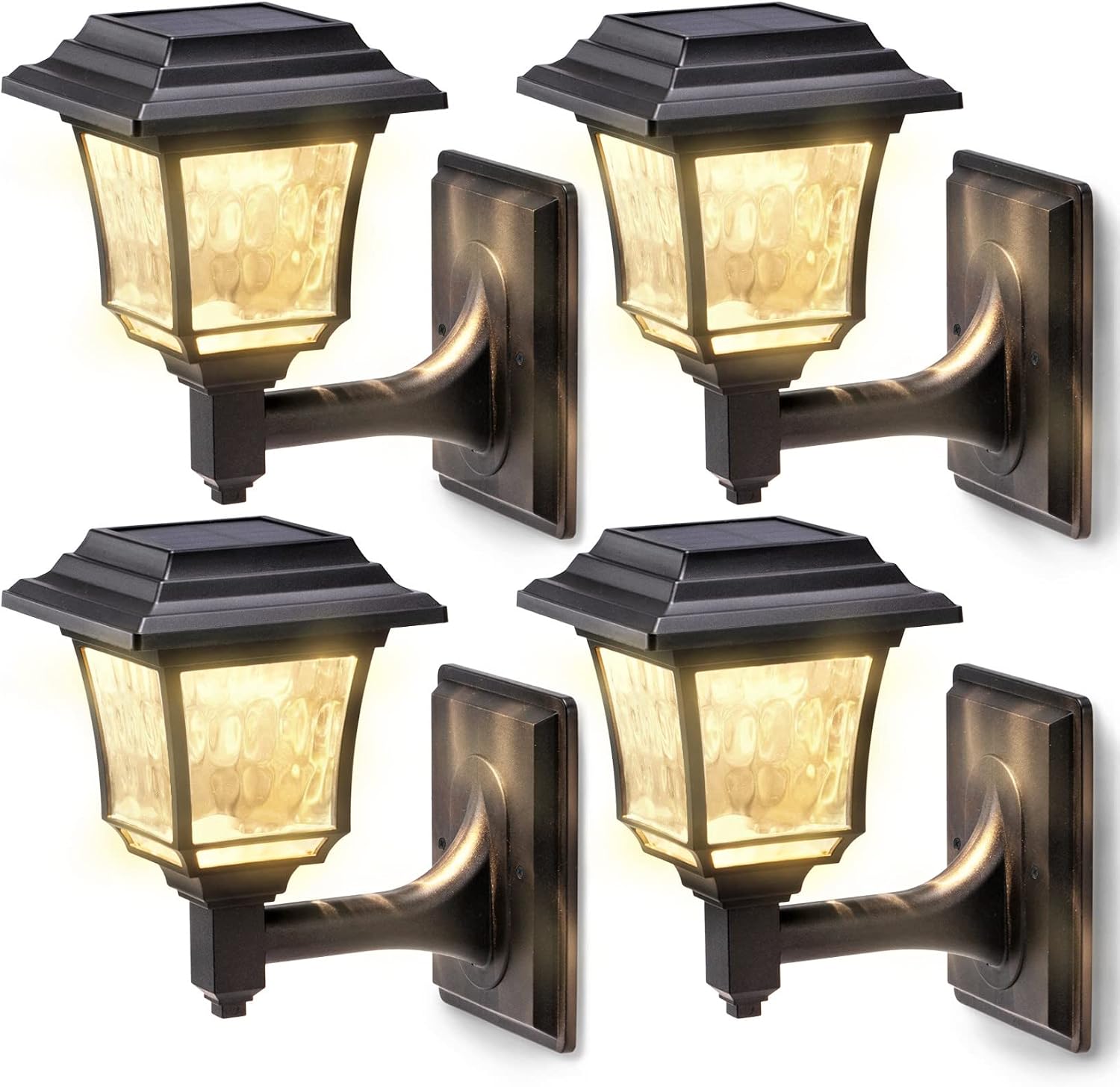 Detalle de LeiDrail Solar Fence Lights (4 Pack) with 2 Modes – cool white and warm white outdoor LED solar wall lights