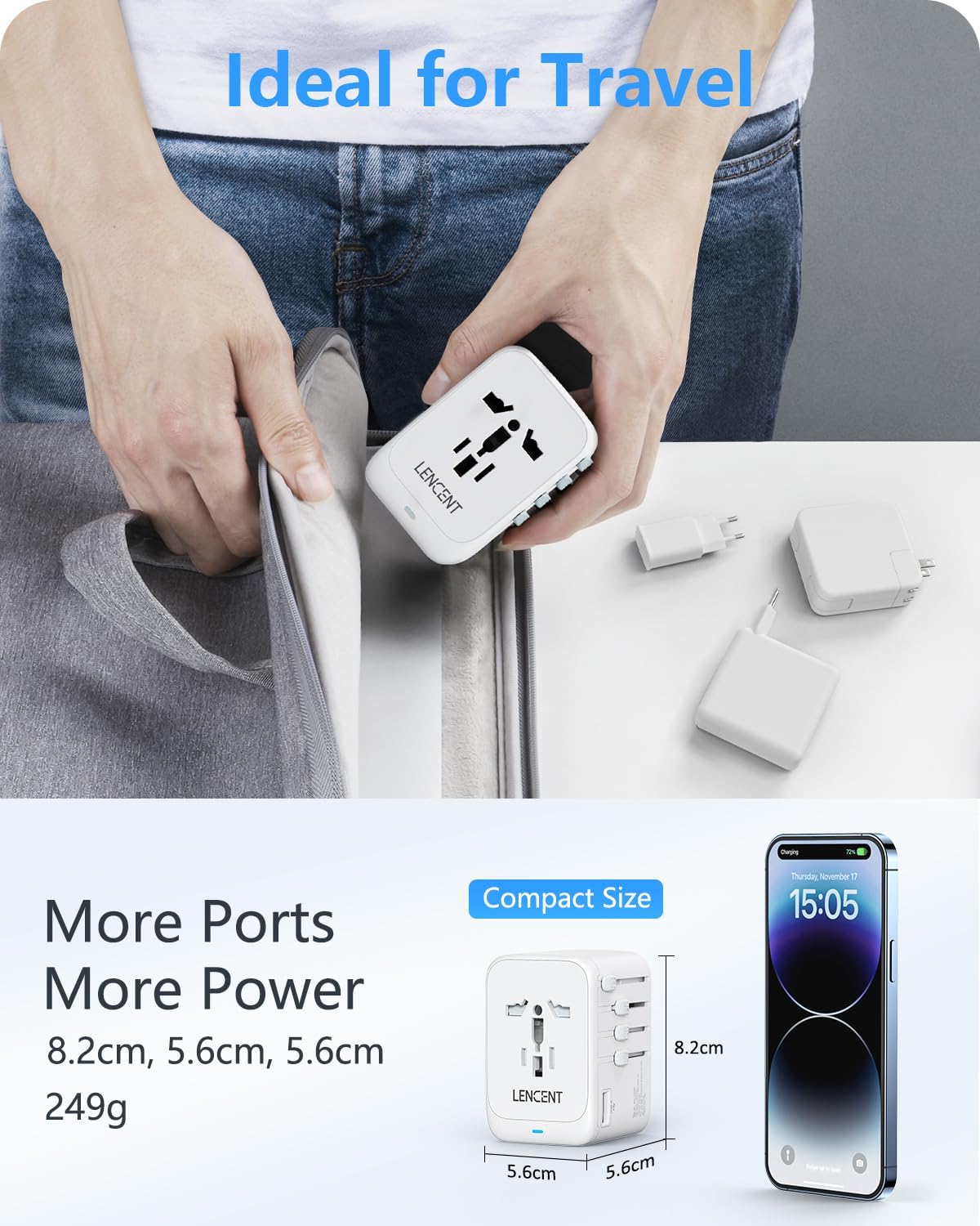 Thumbnail 6 de LENCENT Adaptador GAN 100W USB-C 4x C + USB-A