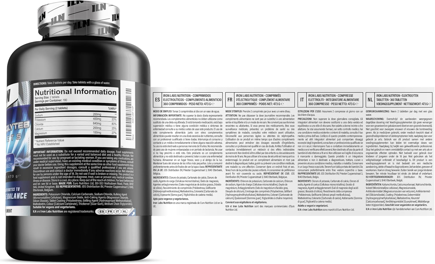 Thumbnail 6 de Elettroliti senza zucchero Electrolytes compresse Iron Labs Nutrition 360 (Complex 1500 mg) vegano e keto friendly
