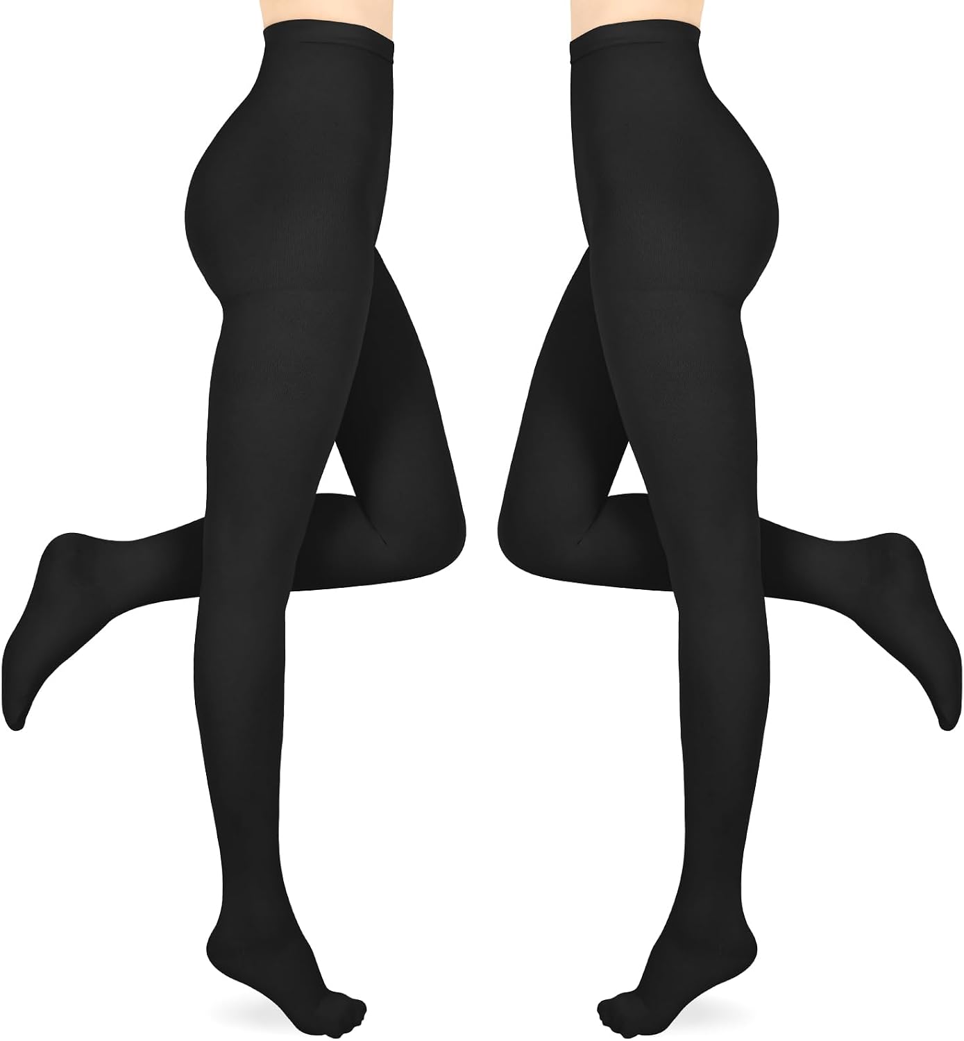 15-20 mmHg Medizinische Kompressionsstrumpfhose Damen & Herren – 2 Paar, abgestufte Stützstrümpfe, Schwarz, 2er-Pack