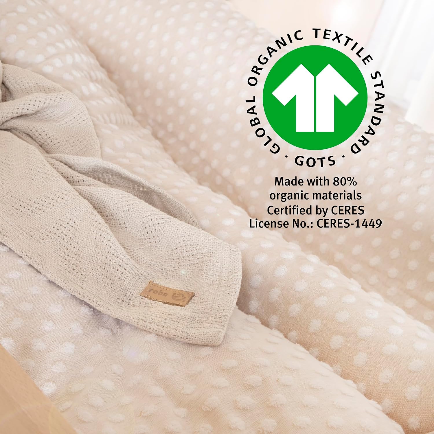 Thumbnail 3 de roba Babydecke Frosty Almond 80 x 80 cm – Kuscheldecke aus Bio-Baumwolle, GOTS & OEKO-Tex 100