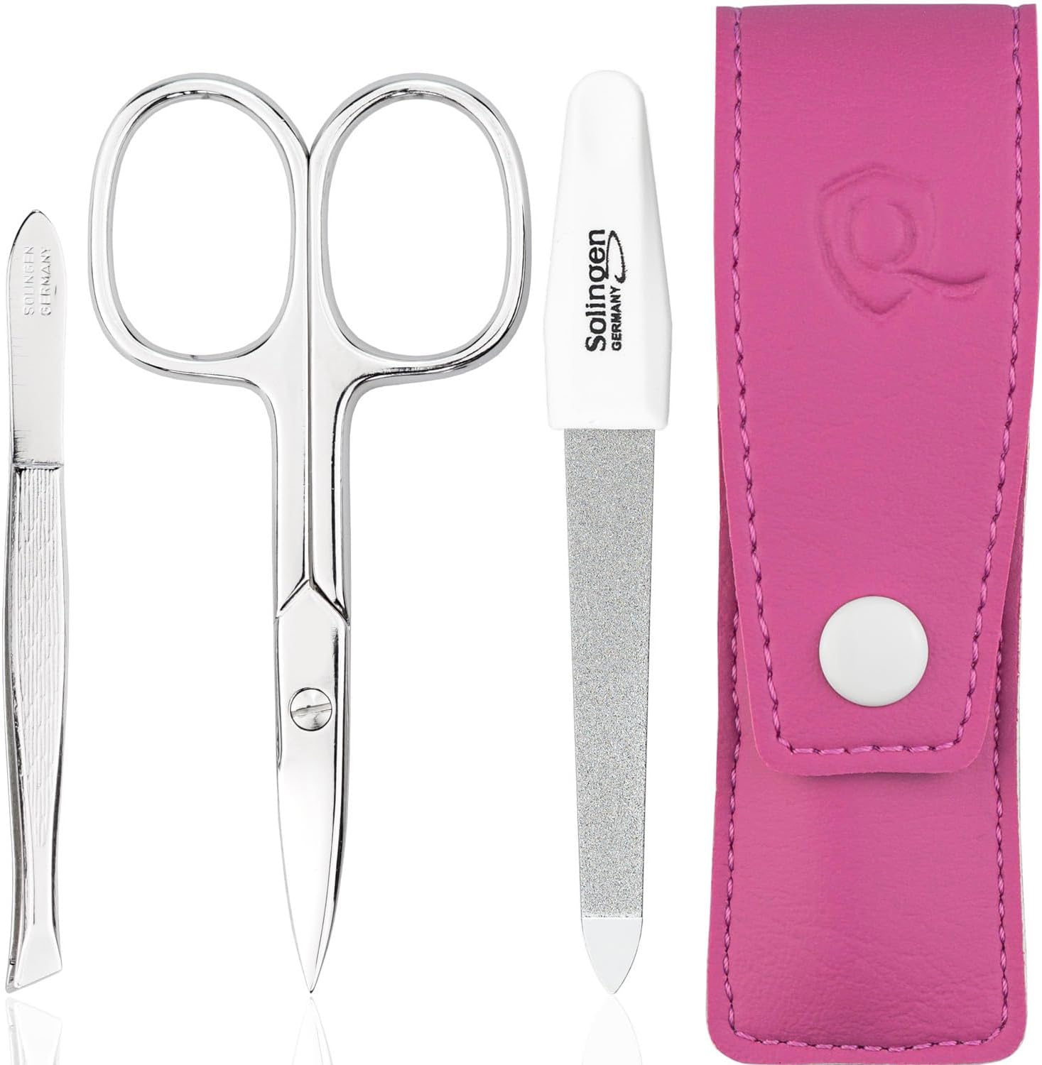 Detalle de Forbicine e Pinzette – Set Manicure Professionale con Custodia in Similpelle