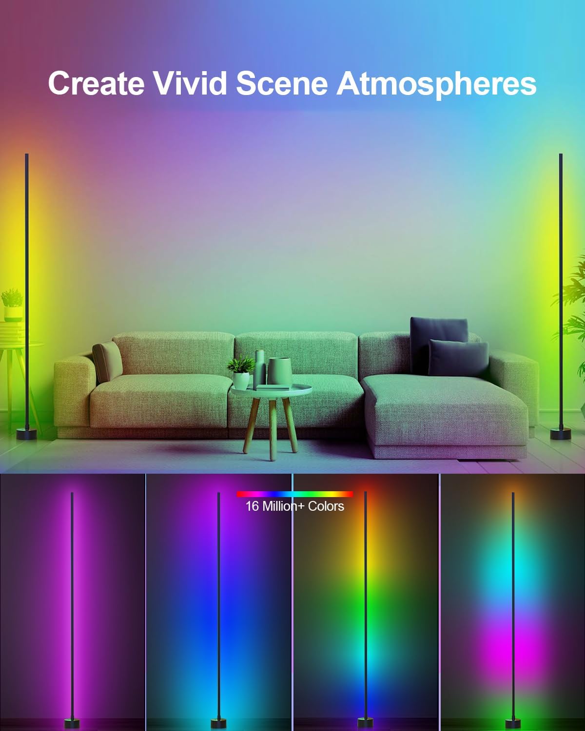 Detalle de Miortior LED Stehlampe RGB 2er Set