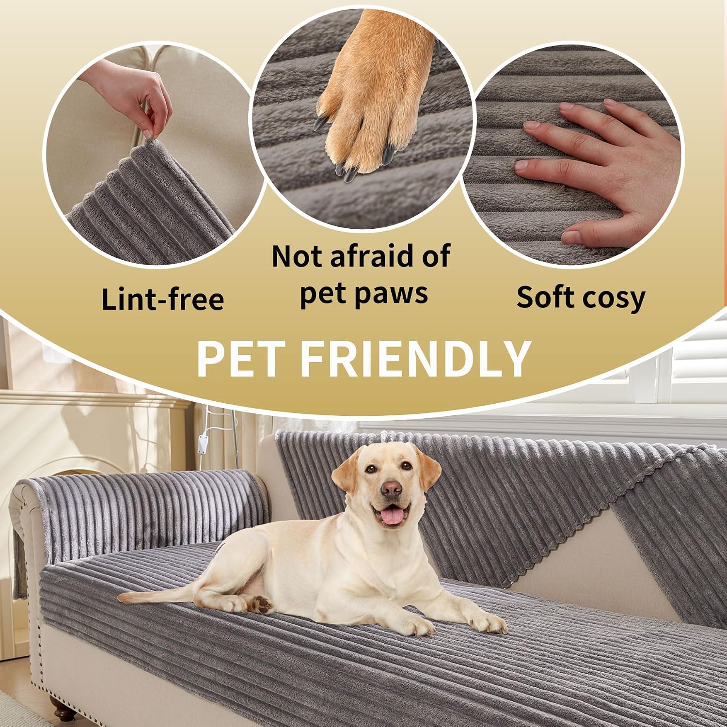 Detalle 2 de HAOMAIJIA Waterproof Couch Cover for Dogs (Grey, 35" x 74")