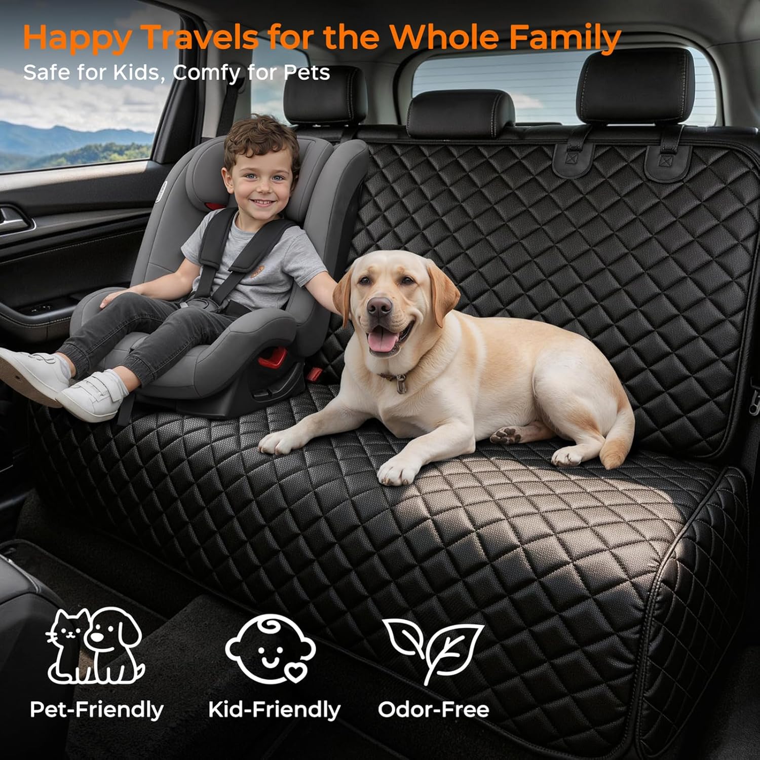 Thumbnail 6 de URPOWER Dog Car Seat Cover for Back Seat (Waterproof, Non-Slip) — Black
