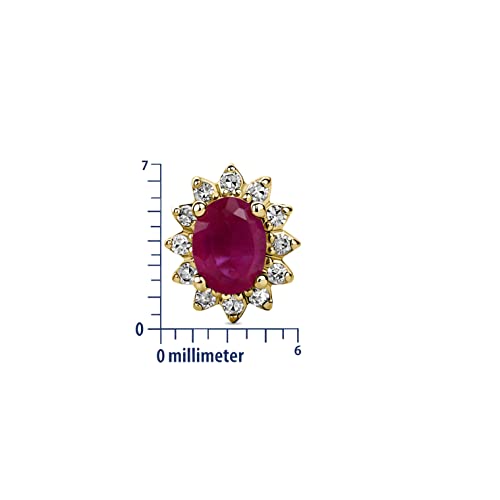 Detalle de Miore Diamond Earrings: Prong Stud Earrings in 9ct Yellow Gold with Diamonds and Ruby