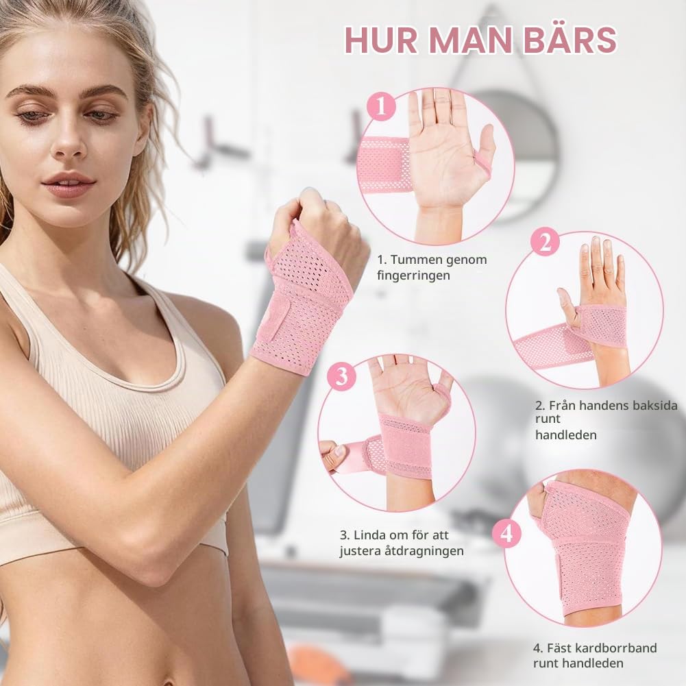 Detalle de Beugo 5370279 handledsstöd – justerbart stöd i rosa med ventilerande mesh