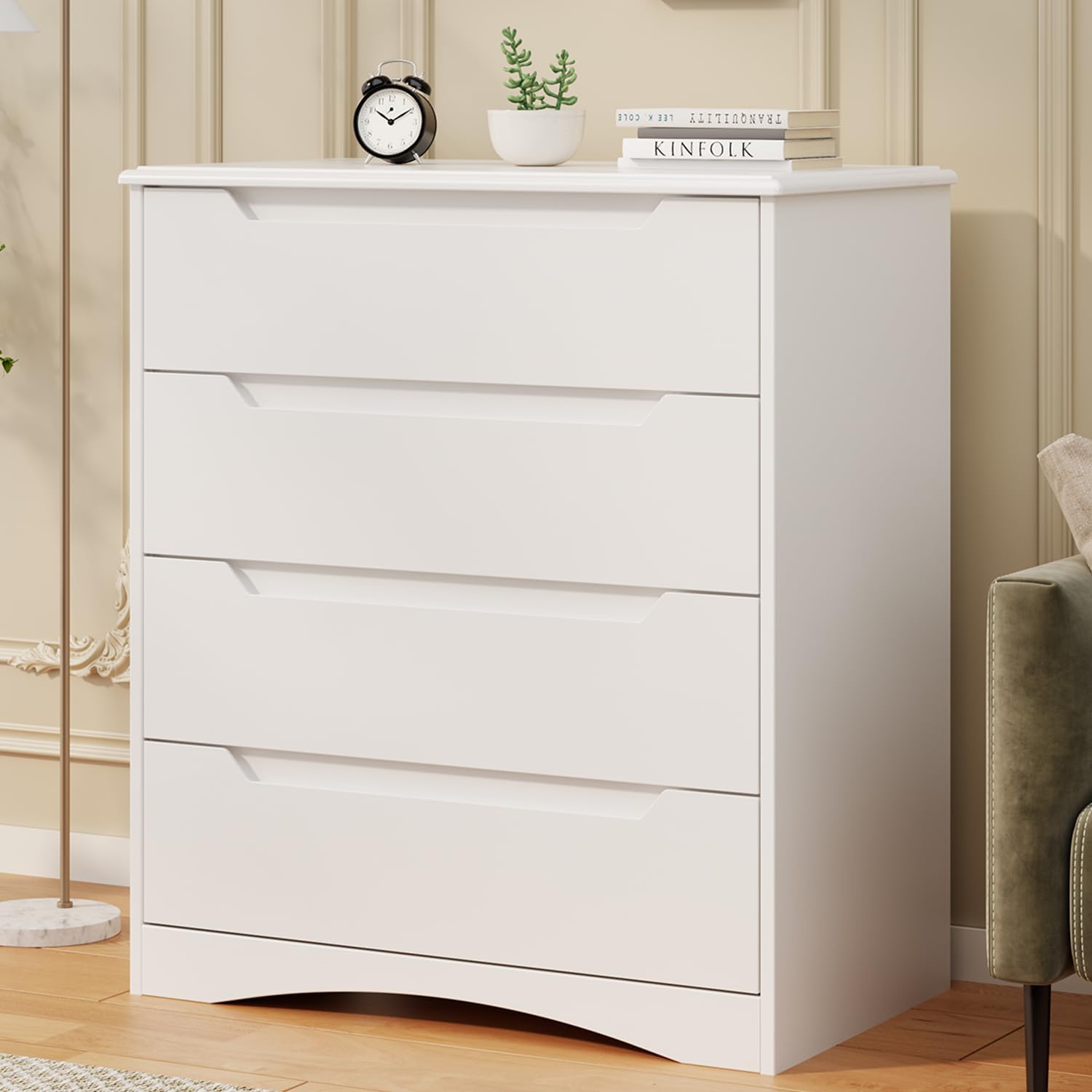 Detalle 2 de Bealife AP22-EU commode met 4 laden, witte MDF-kast met kantelbeveiliging