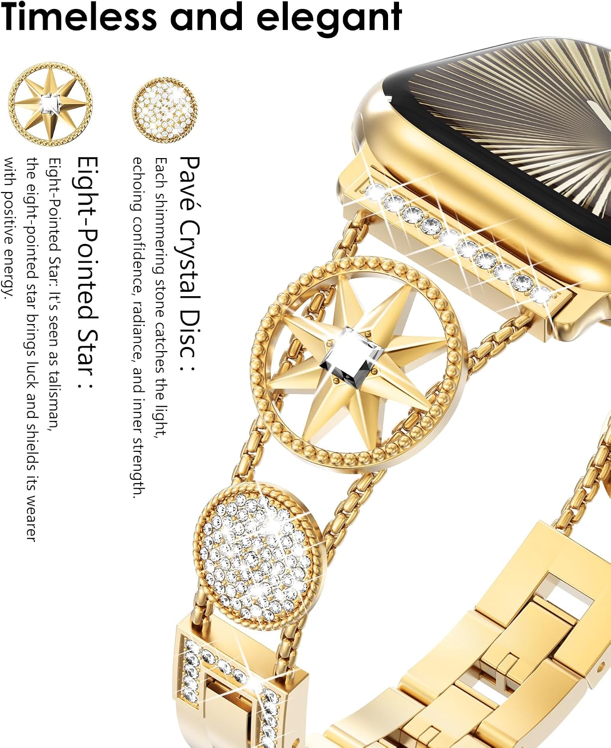 Detalle 2 de NewWays Bling Slim Strap Apple Watch Gold