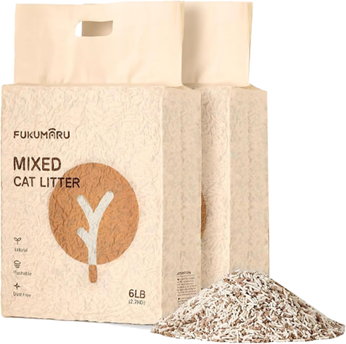 Detalle de FUKUMARU Tofu Katzenstreu 5.4 kg – Klumpstreu mit Tofu und Apfelholzpellets