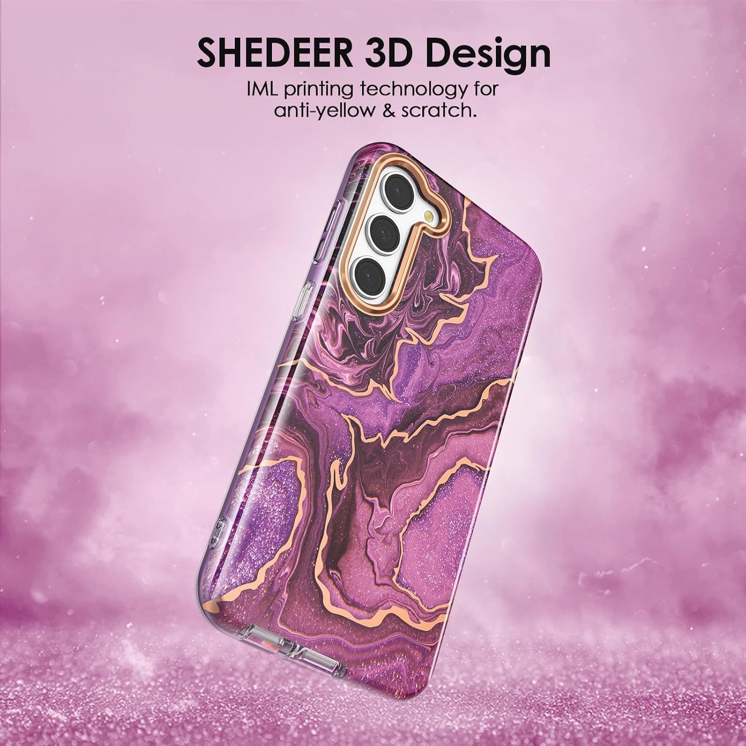 Detalle de Chvelop Hülle für Samsung Galaxy S23 – 360° Schutz mit Schutzfolie, Kristall-Kamera und Marmordesign