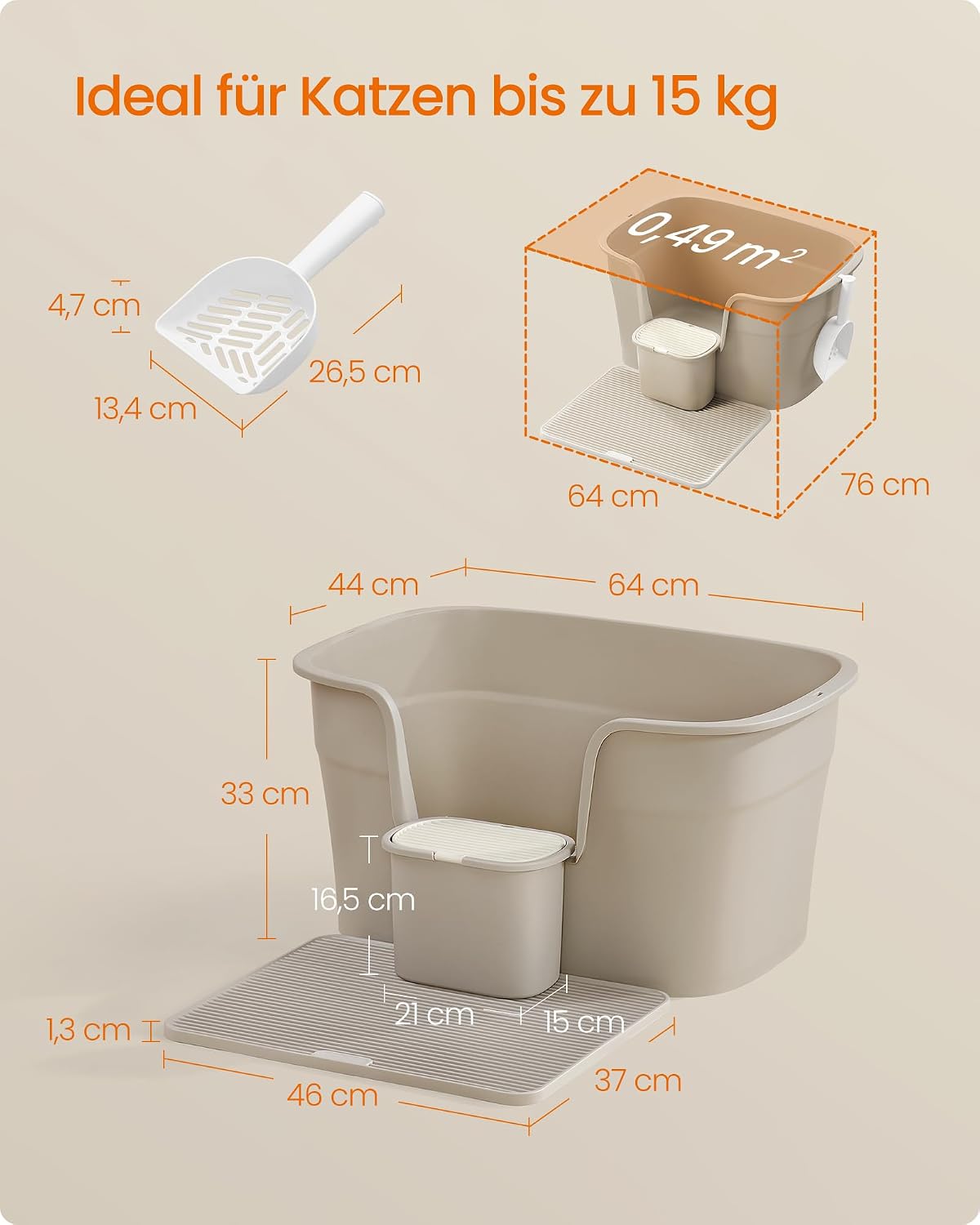 Detalle de Feandrea extragroße Katzenklo mit 4-in-1-Set – perfekt für Mehrkatzenhaushalte