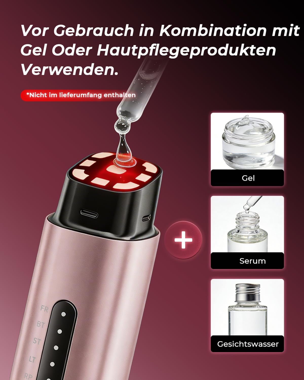 Thumbnail 6 de Gesichtsmassagegerät Radiofrequenz 5-in-1: EMS, LED-Lichttherapie und mehr (Roségold)