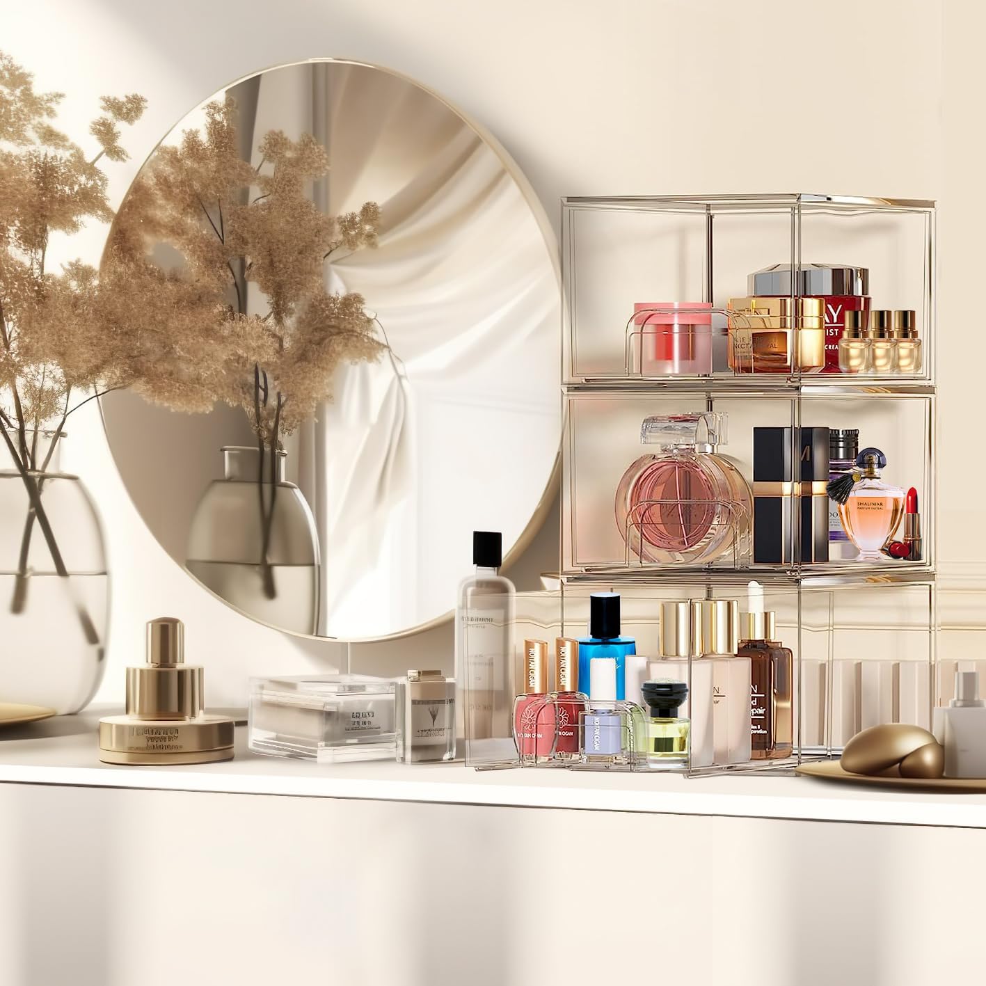 Thumbnail 4 de Lot de 4 organisateurs de tiroir en acrylique empilables pour salle de bain et cuisine