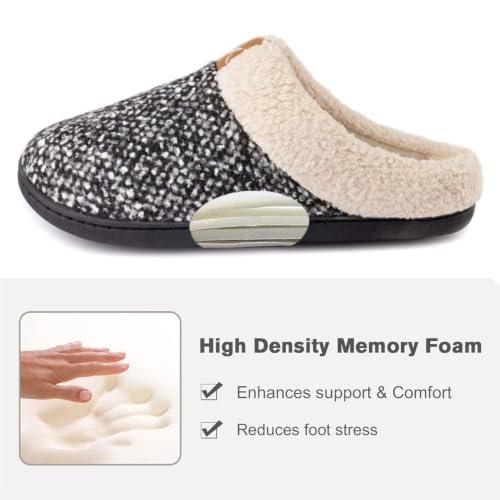 Thumbnail 3 de ULTRAIDEAS Ladies' Cozy Memory Foam Slippers – Grey (UK 7-8): Fleece-Lined Comfort for Indoor and Outdoor use