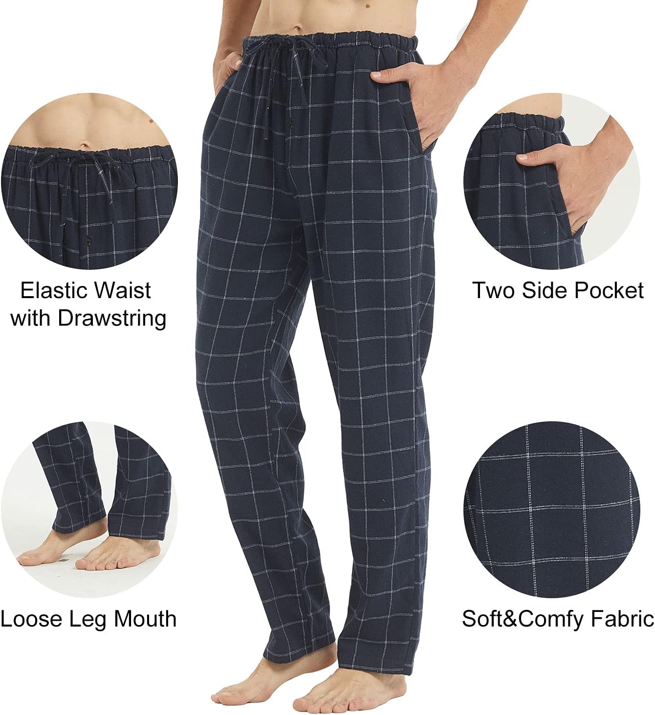 Thumbnail 4 de LANBAOSI Mens Pyjama Bottoms 2 Pack