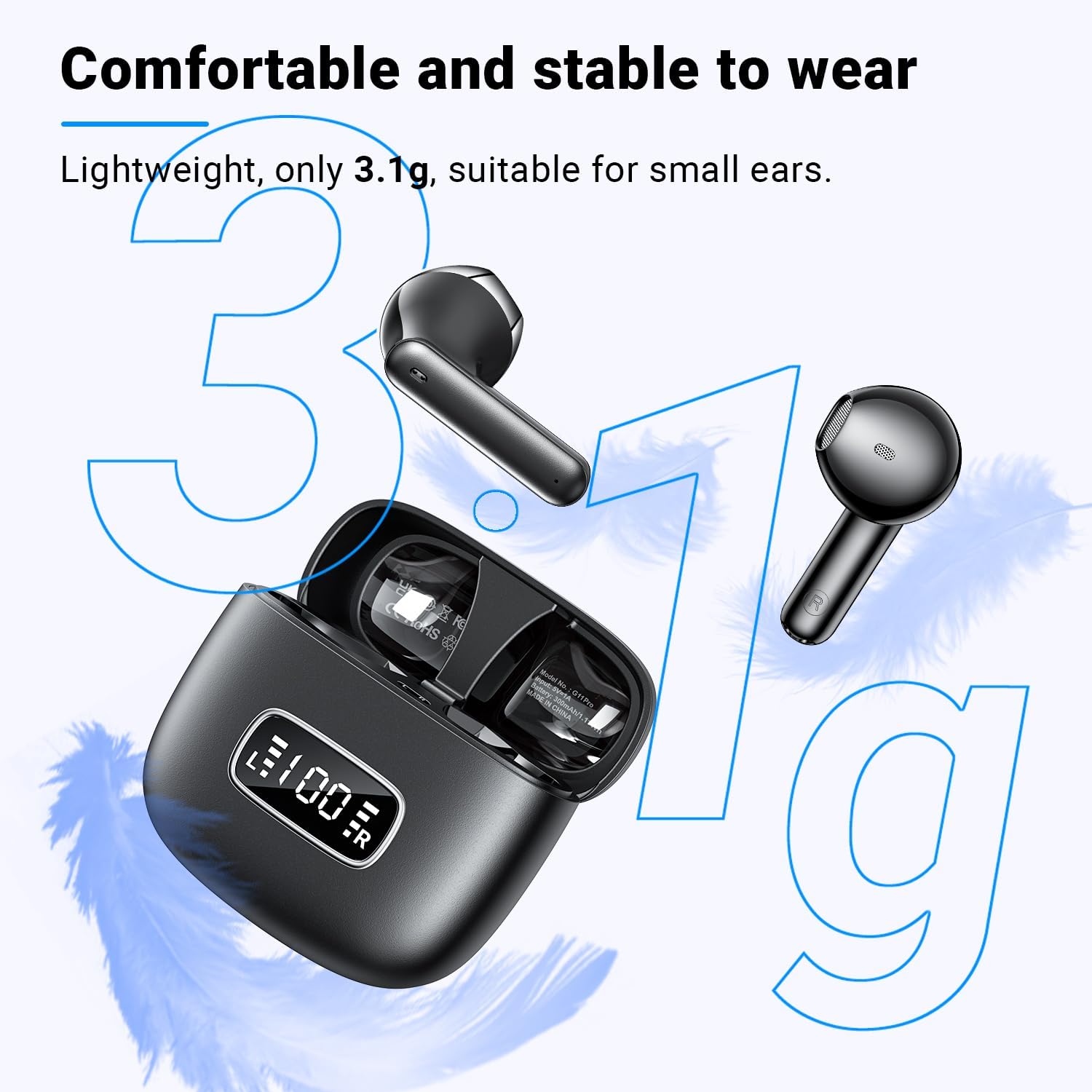 Detalle 1 de Godyse G11MAX Wireless Earbuds with Bluetooth 5.4, ENC Calls and 42-Hour Playtime