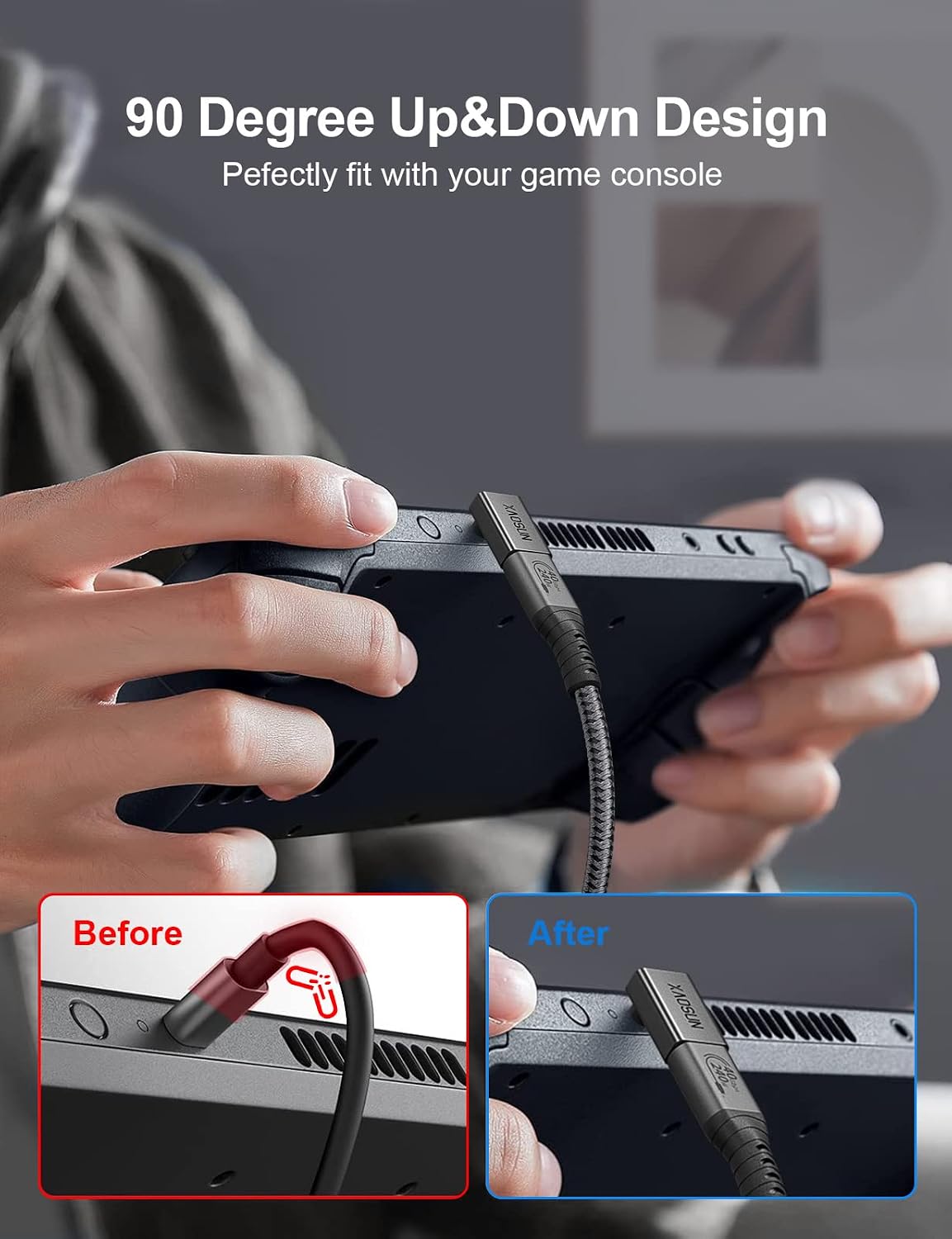 Thumbnail 3 de XAOSUN 40Gbps USB C Winkel Adapter 240W