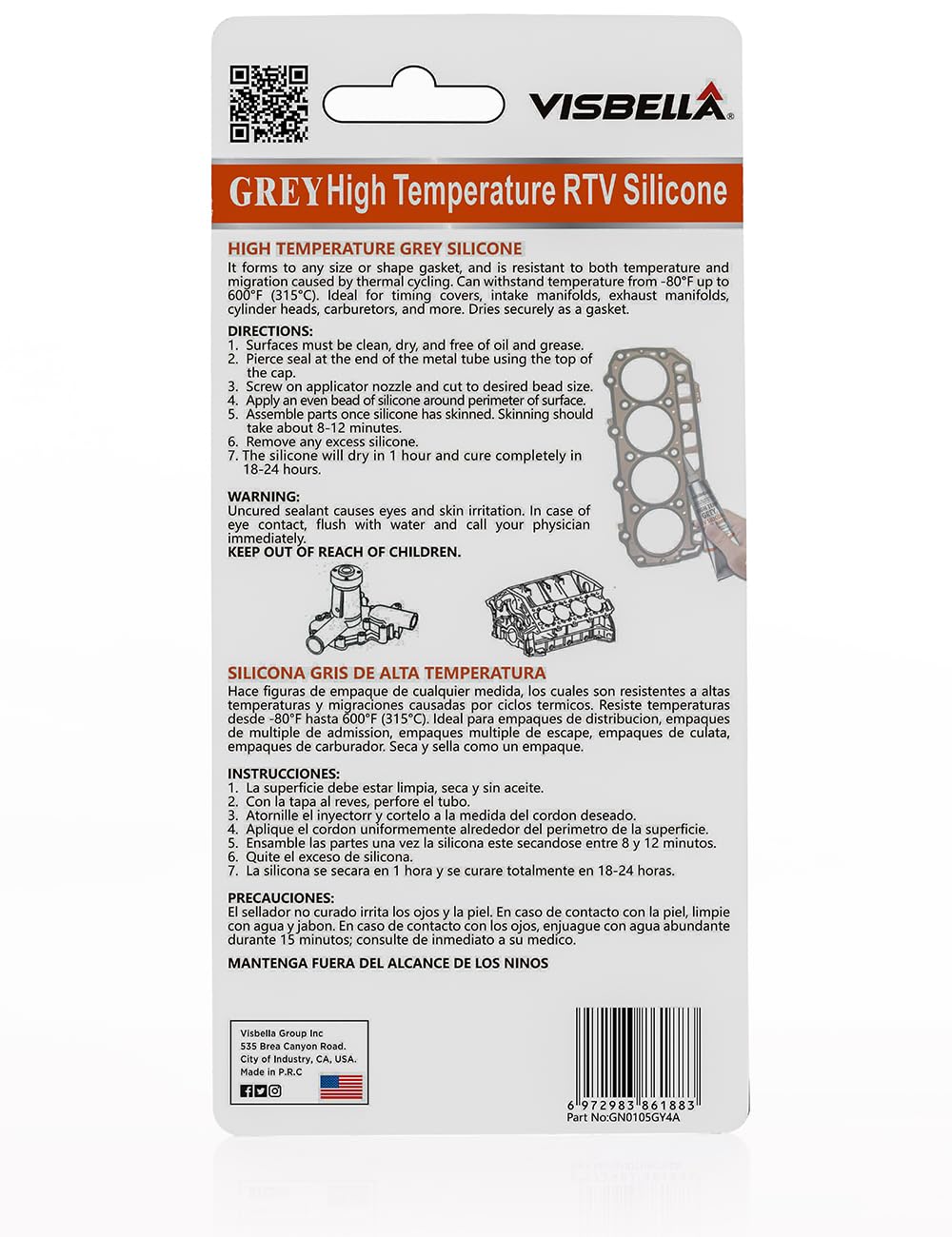 Thumbnail 1 de Visbella Hochtemperatur RTV Silikon Dichtung 315°C