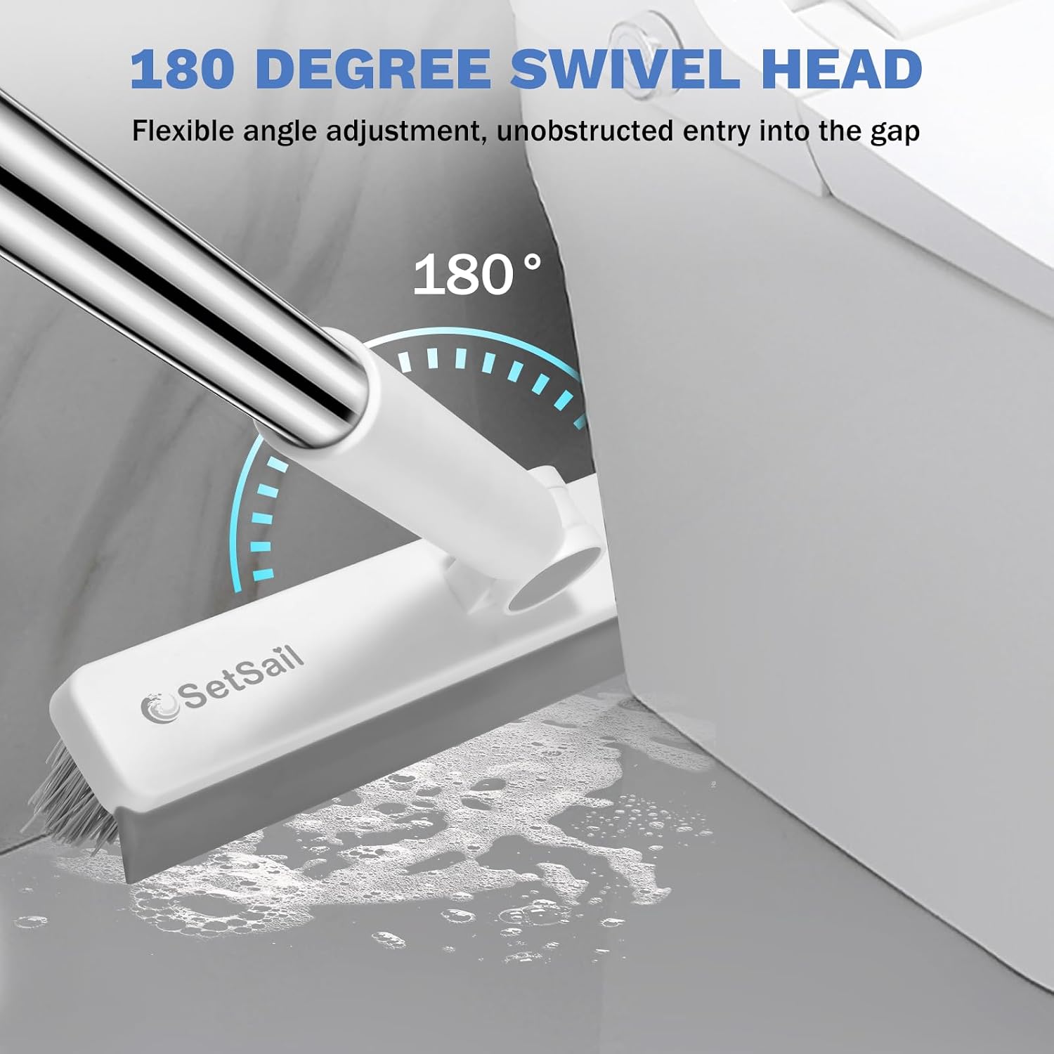 Detalle de SetSail Grout Cleaner Brush with Long Handle: V-Shaped Scrubbing Power for Tight Spaces