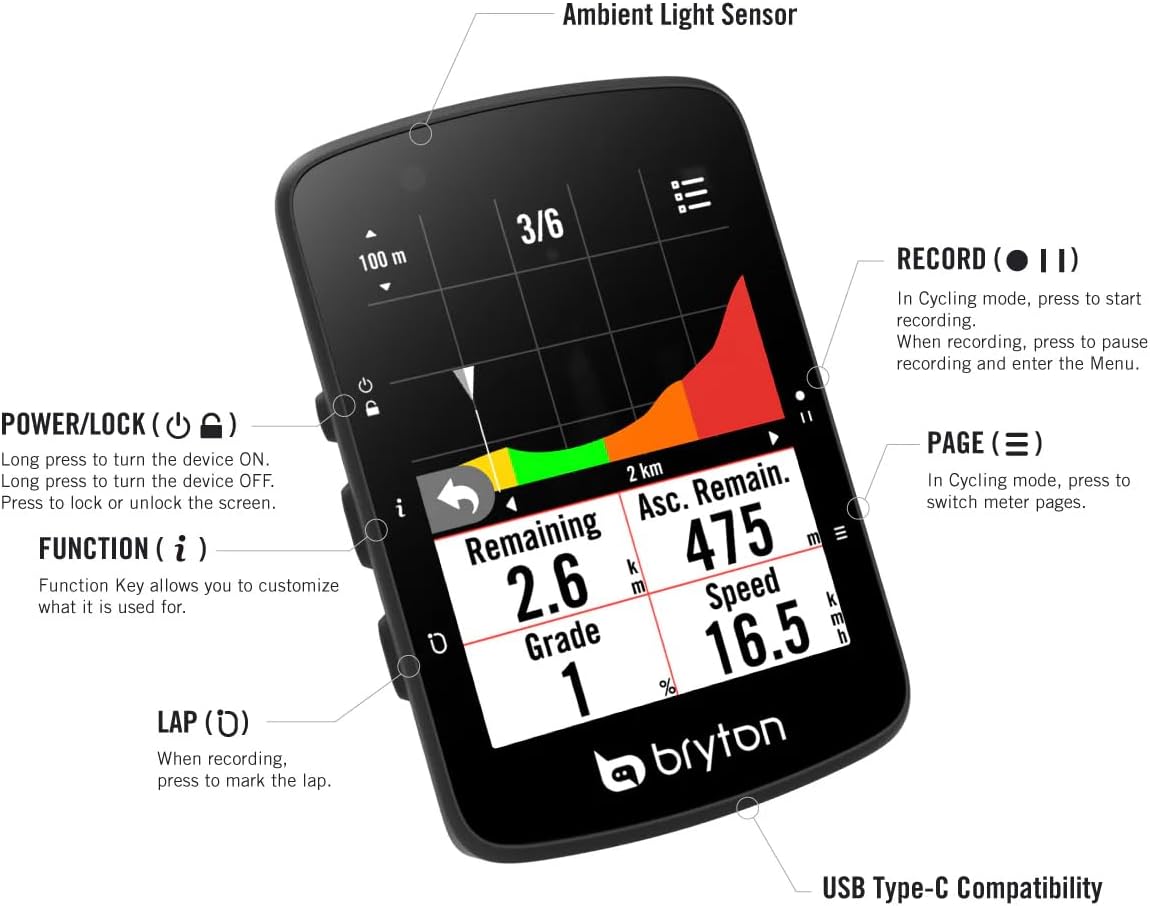 Detalle de Bryton Rider 650T: Ciclocomputer GPS con kit Dual Sensor e HRM, navigazione avanzata e mappe precaricate
