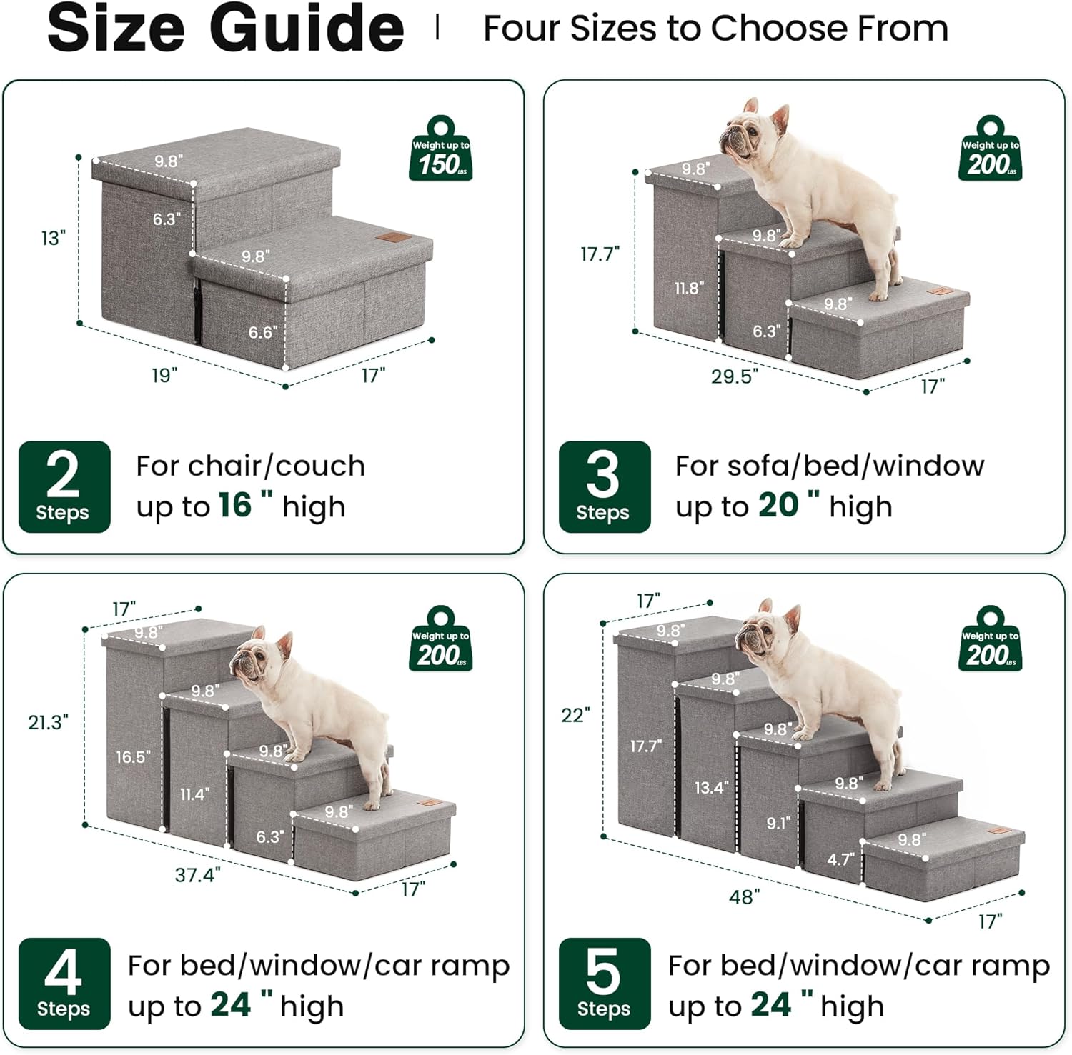 Detalle 2 de Love's cabin Dog Stairs 18 High Bed 3 Steps