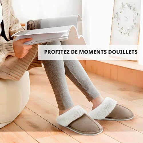 Thumbnail 6 de RUVVDR Chaussons d’hiver mixtes kaki en faux daim, doublure chaude