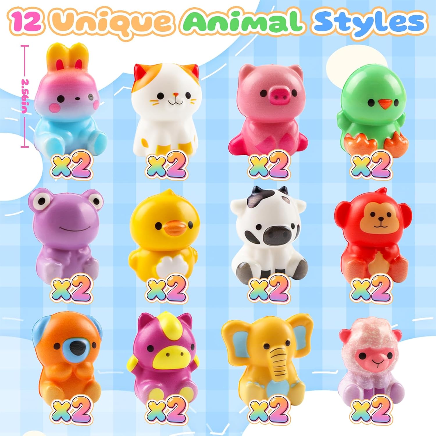 Detalle 2 de KissFuture Animal Squishy Toys 24-Pack