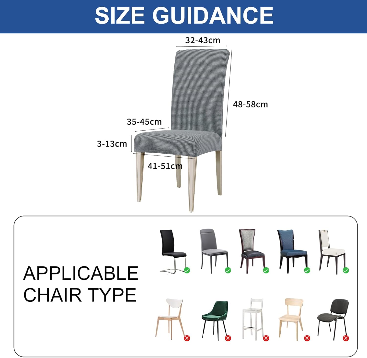 Detalle 2 de Ystyle Housse de chaise 6 pièces grise