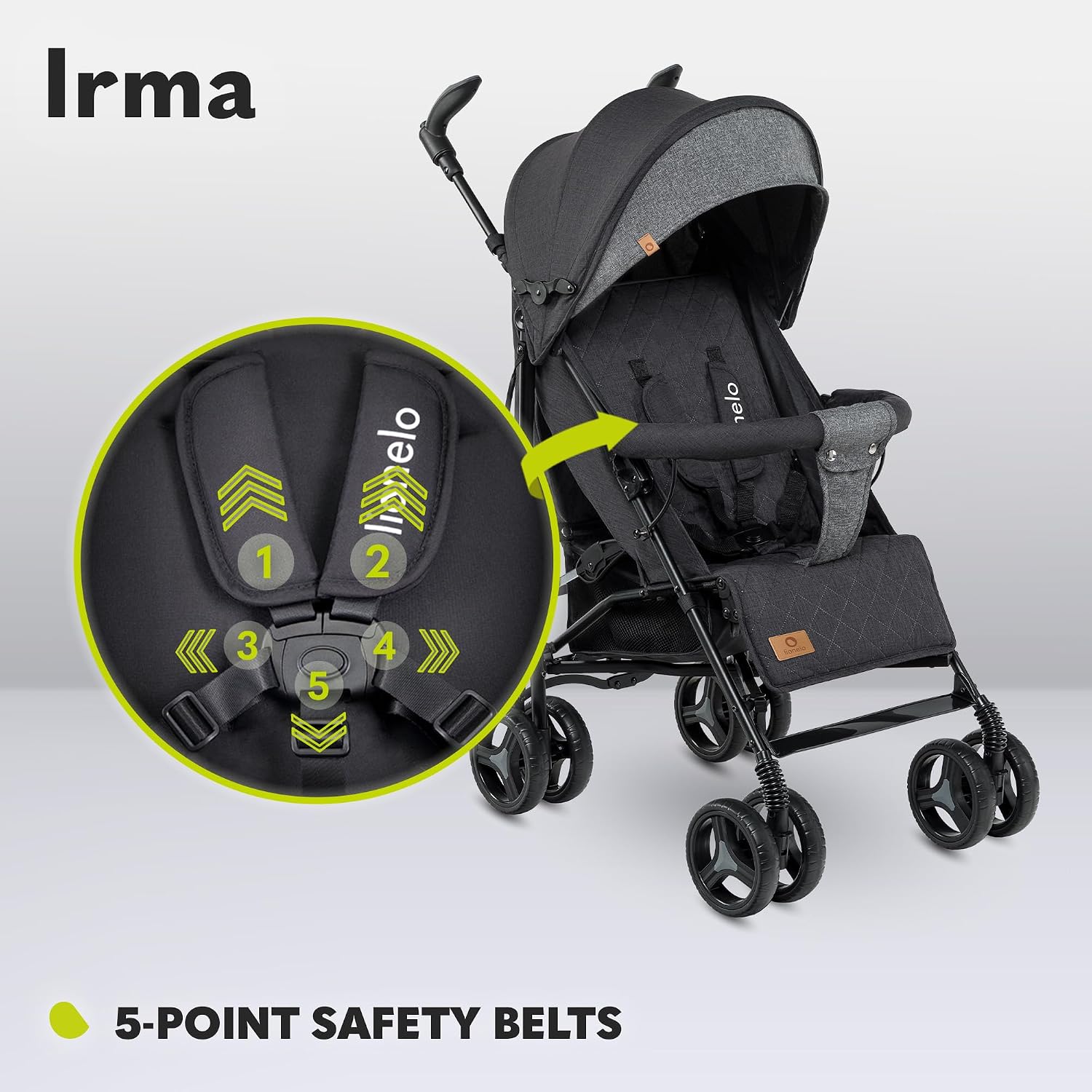 Thumbnail 2 de LIONELO IRMA Lightweight & Foldable Pram for Baby up to 3 Years: 360° Handles, Lie-Flat, and Mosquito Net