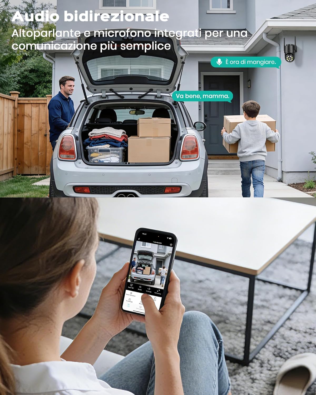 Detalle 1 de Reobiux 1080P Wi‑Fi PTZ con visione notturna