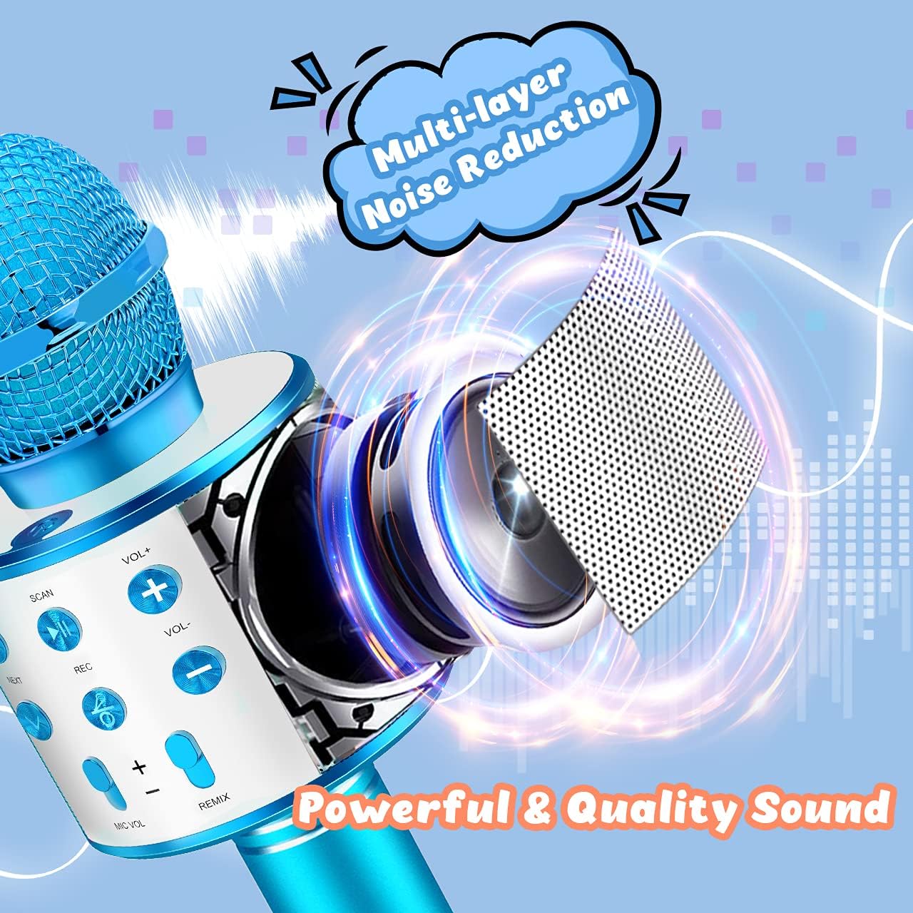 Thumbnail 4 de Hapikids Bluetooth Kids Microphone Toy (3–12 years) – Portable wireless singing mic & speaker in blue