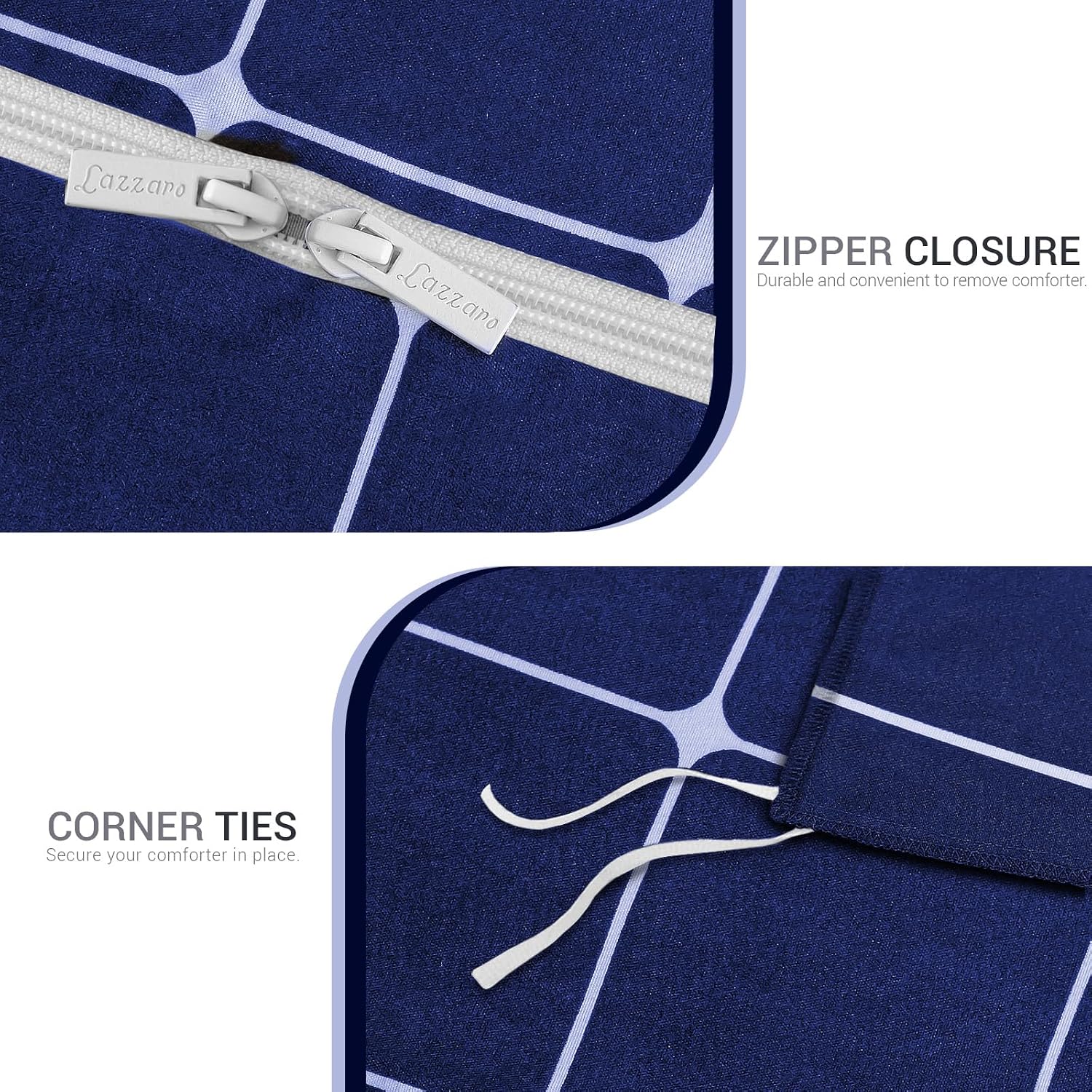 Detalle 2 de Lazzaro Double Duvet Set Premium Brushed Microfibre (Double) with Reversible Cover & Pillowcases