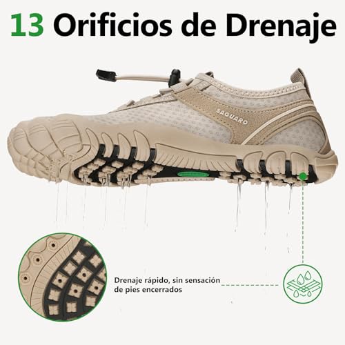 Detalle 2 de SAGUARO Unisex Zapatos de Agua Antideslizante Secado Rápido para Playa y Natación (Caqui, 40 EU)