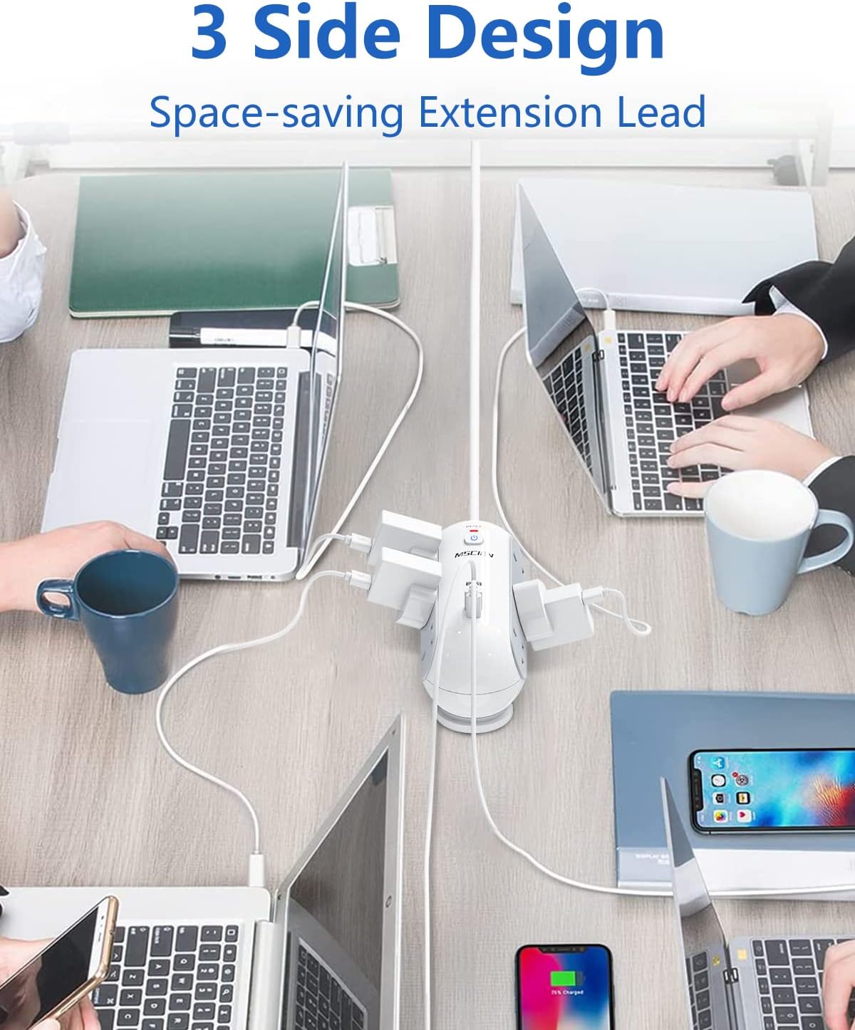 Thumbnail 6 de Mscien 6-Gang Extension Lead with 3M Cable and 5 USB Ports (Surge Protection up to 3250W)