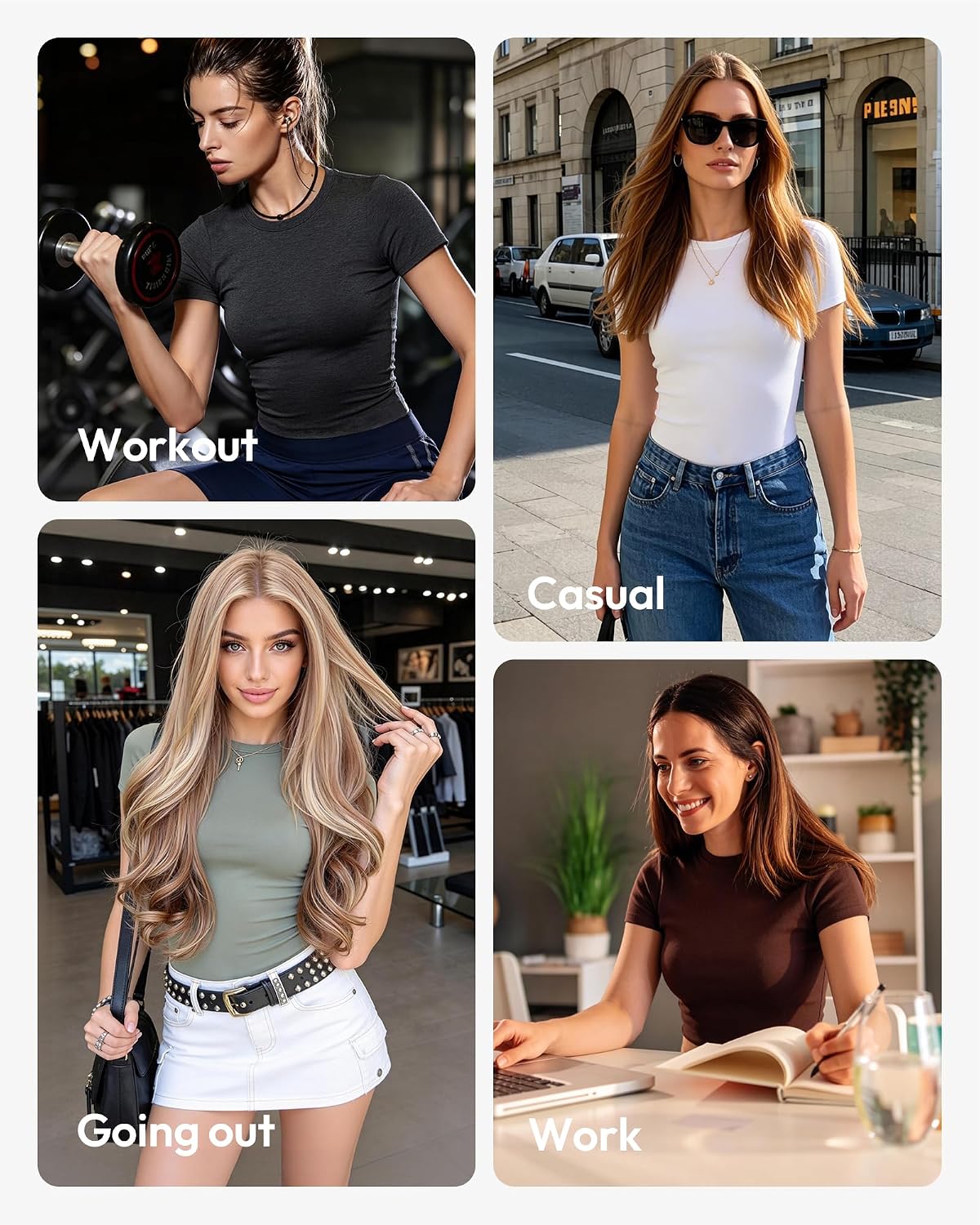 Detalle de CE' CERDR Women's Crew-Neck T-Shirts, Fitted Stretch Short-Sleeve Tops