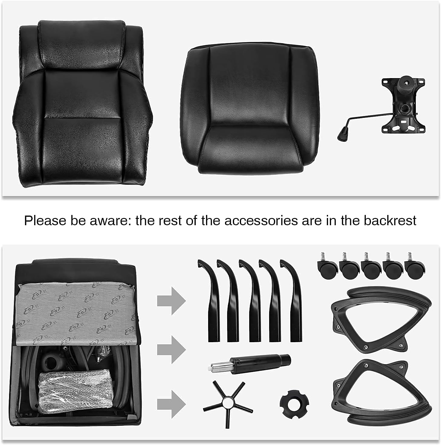 Thumbnail 6 de BASETBL Executive Office Chair: High Back Ergonomic PU Leather Chair with Height Adjustment