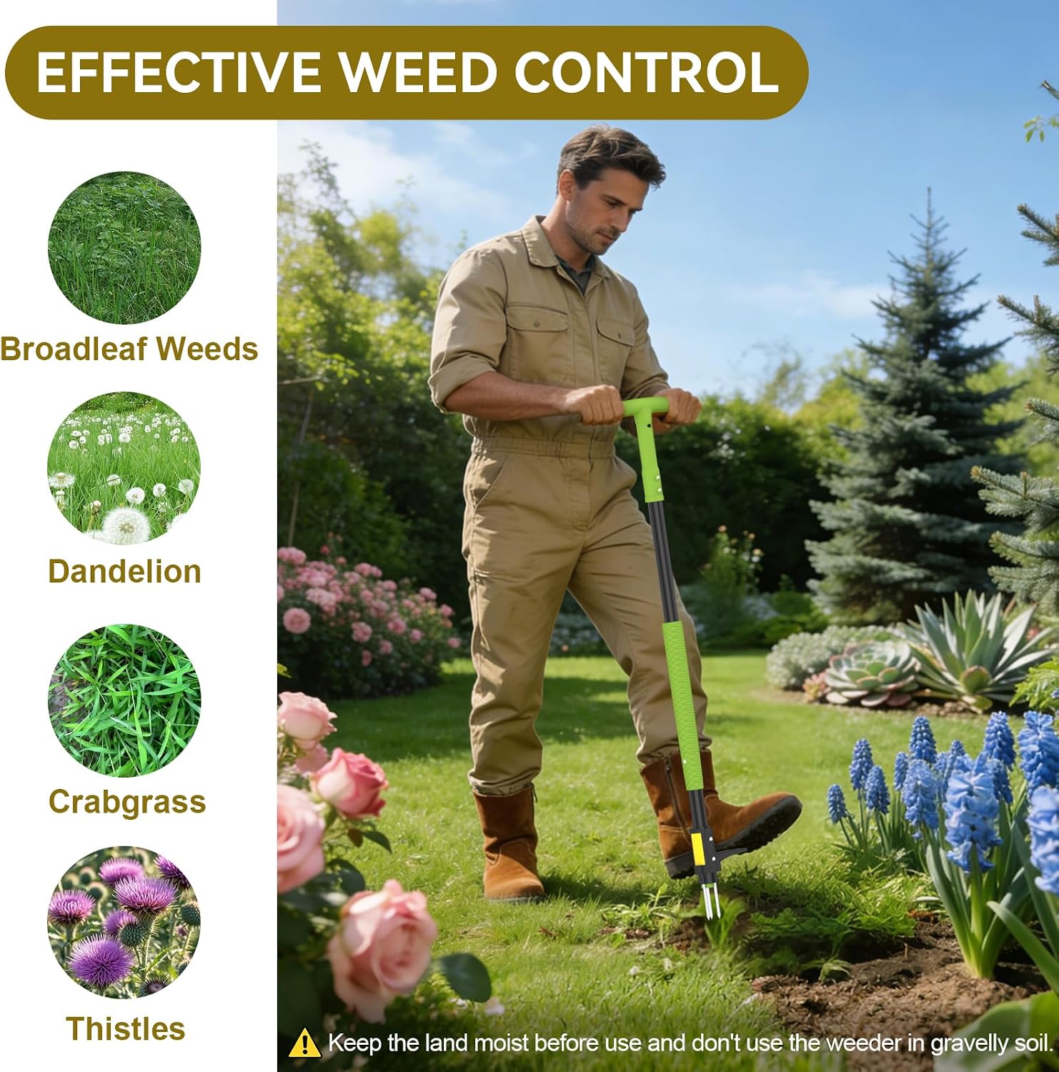 Detalle de Ergohortus Weed Remover Tool — Stand Up Weeder for Root Removal
